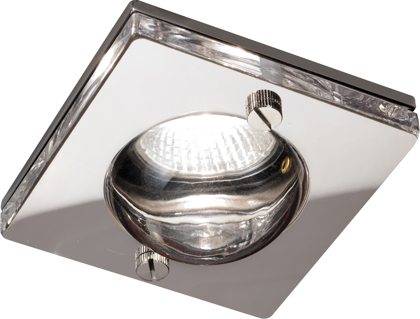 IP65 GU10 50W Square Clear Glass Downlight In Chrome - CH15GUSCL 