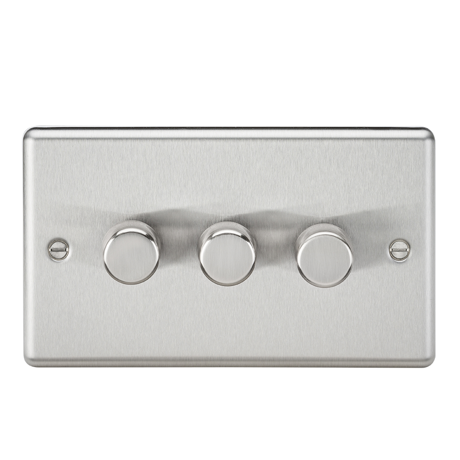 3G 2 Way 40-400W Dimmer - Rounded Edge Brushed Chrome - CL2173BC 