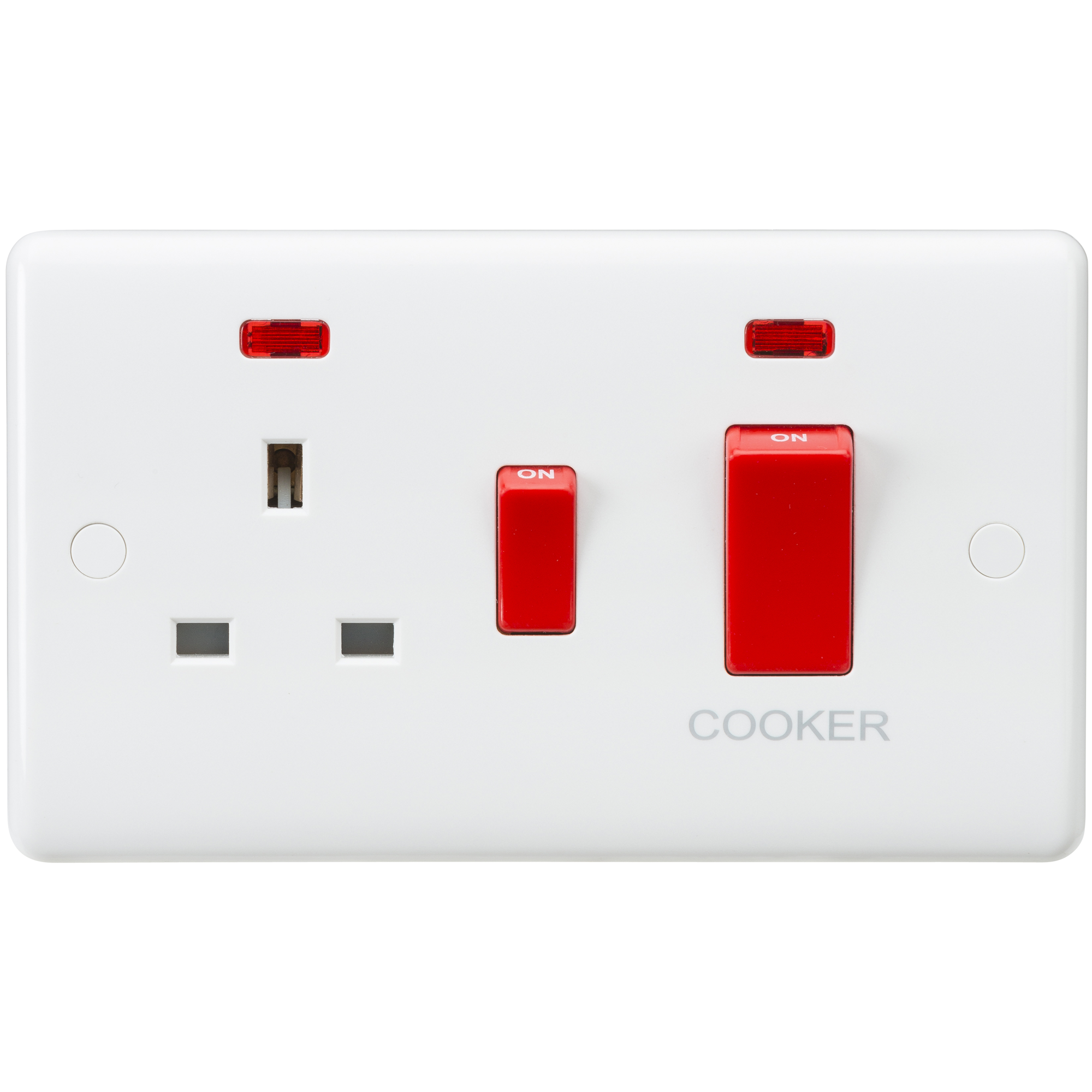 Curved Edge 45A DP Switch And 13A Switched Socket With Neons - CU8333N 