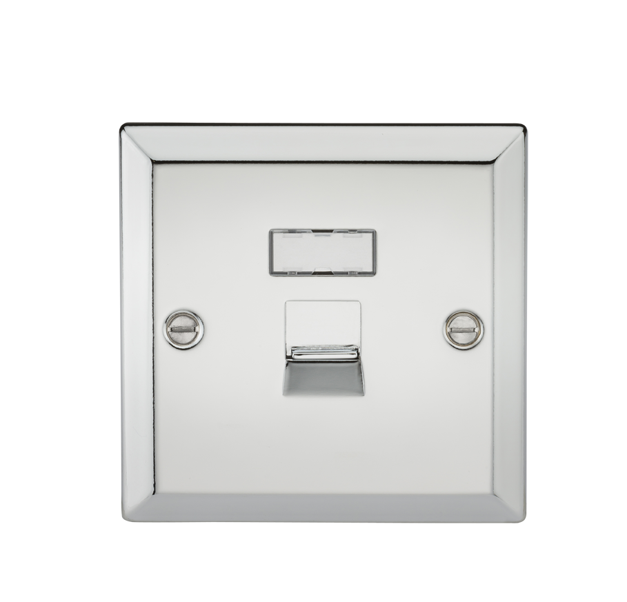 RJ45 Network Outlet - Bevelled Edge Polished Chrome - CV45PC 