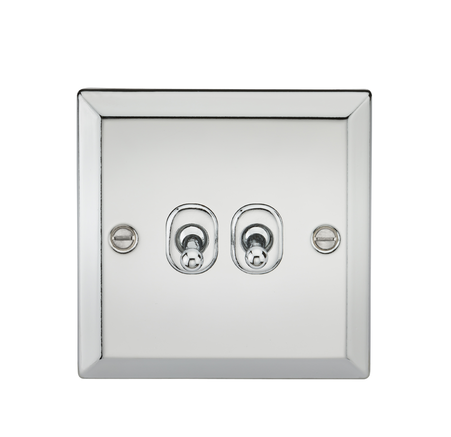 10A 2G 2 Way Toggle Switch - Bevelled Edge Polished Chrome - CVTOG2PC 