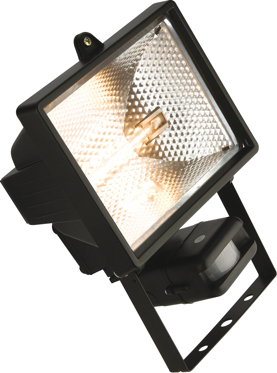 IP44 500W Halogen Enclosed Floodlight With PIR Black - FL08A 