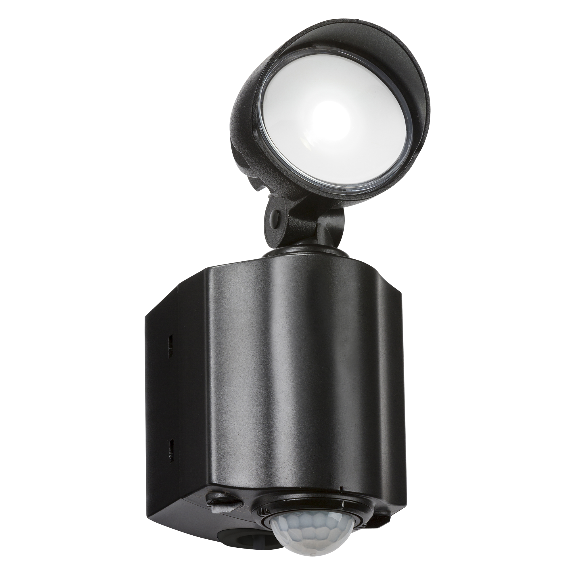 230V IP44 8W LED Single Spot Black Security Light With PIR - FL8BK 