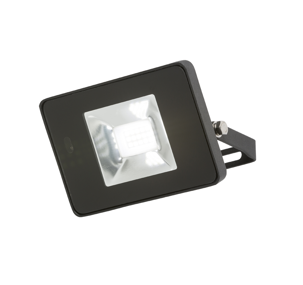 230V IP65 10W LED Black Die-Cast Aluminium Floodlight With Microwave Sensor 4000K - FLF10M 