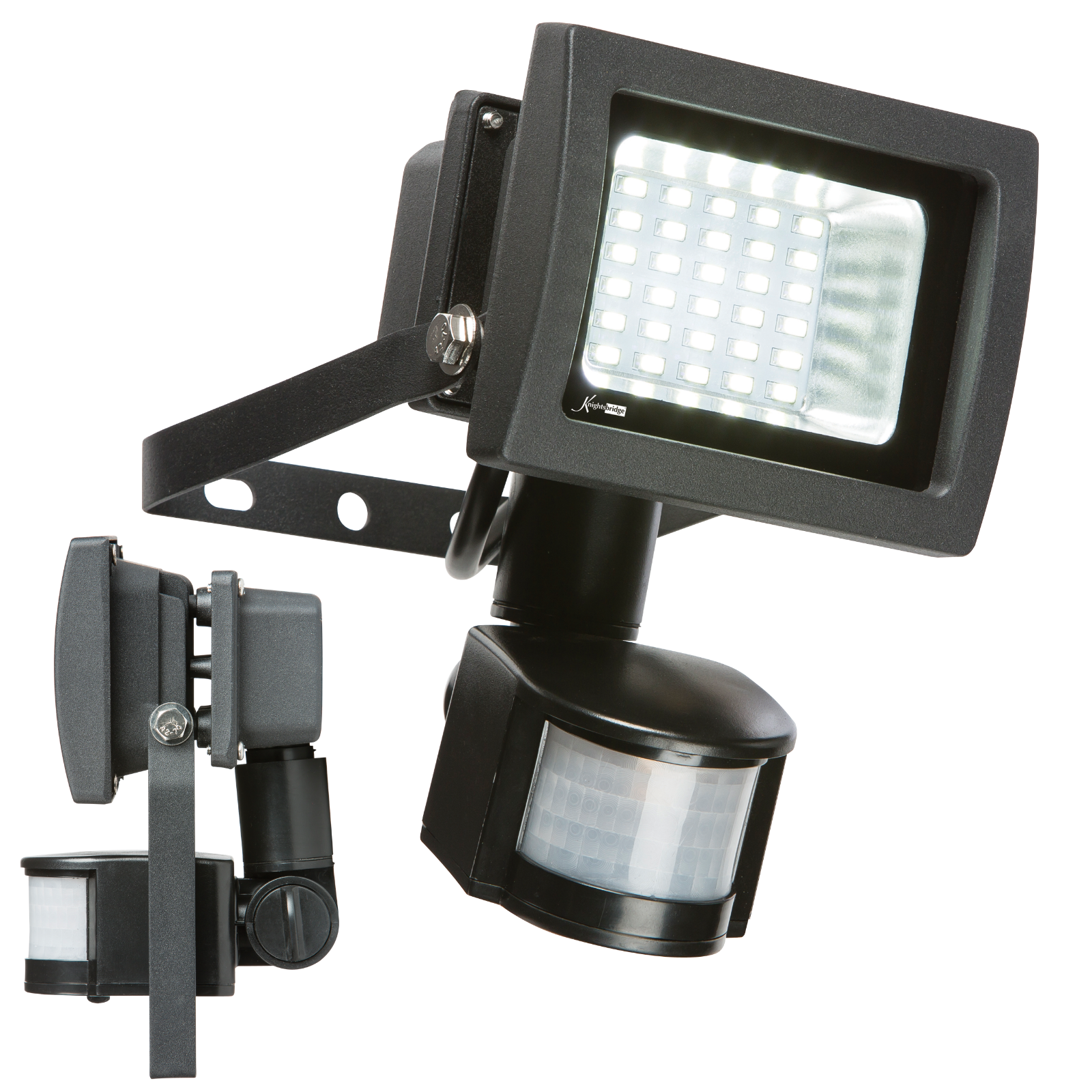 230V IP44 15W LED Black Die-Cast Aluminium Floodlight With PIR 6000K - FLS15PBK 