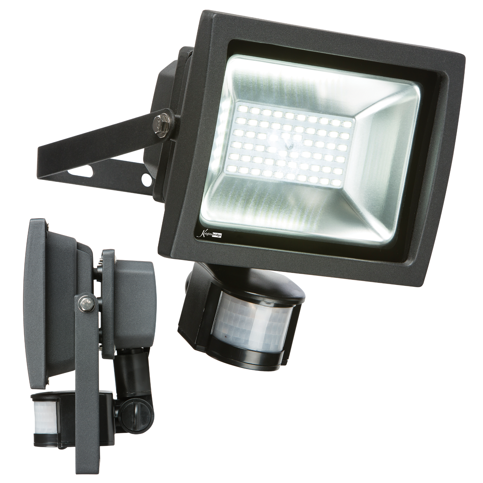 230V IP44 30W LED Black Die-Cast Aluminium Floodlight With PIR 6000K - FLS30PBK 