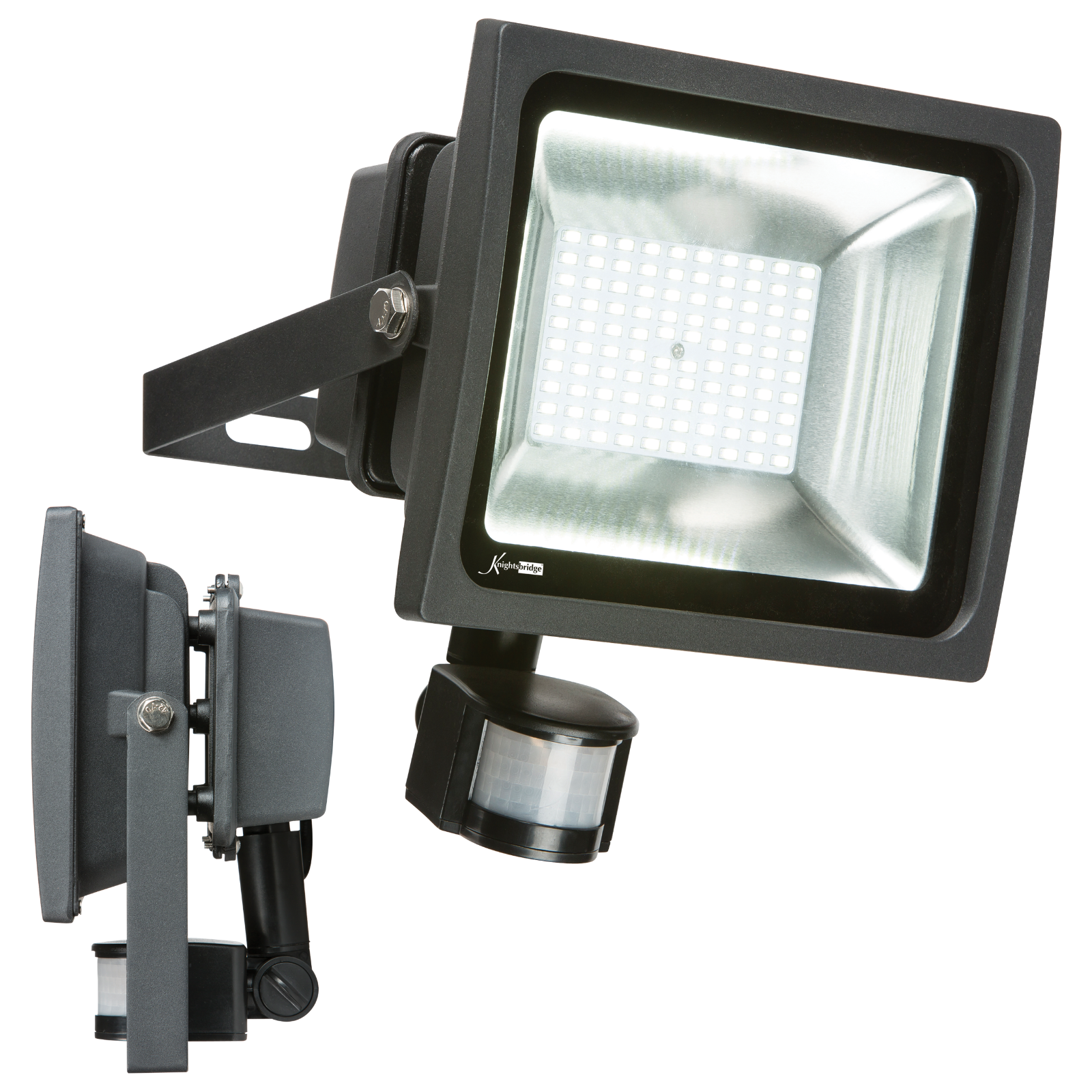 230V IP44 50W LED Black Die-Cast Aluminium Floodlight With PIR 6000K - FLS50PBK 