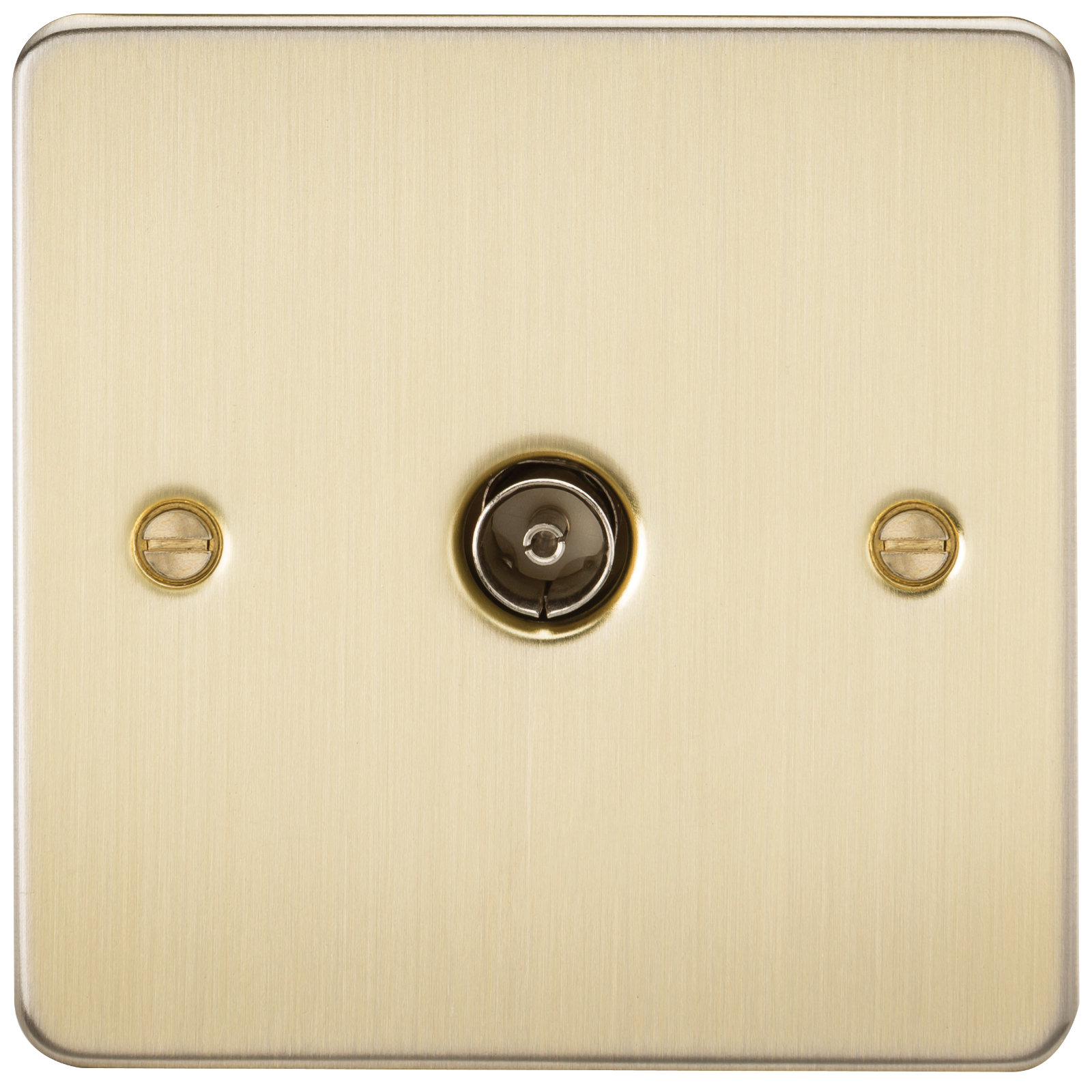 Flat Plate 1G TV Outlet (non-isolated) - Brushed Brass - FP0100BB 