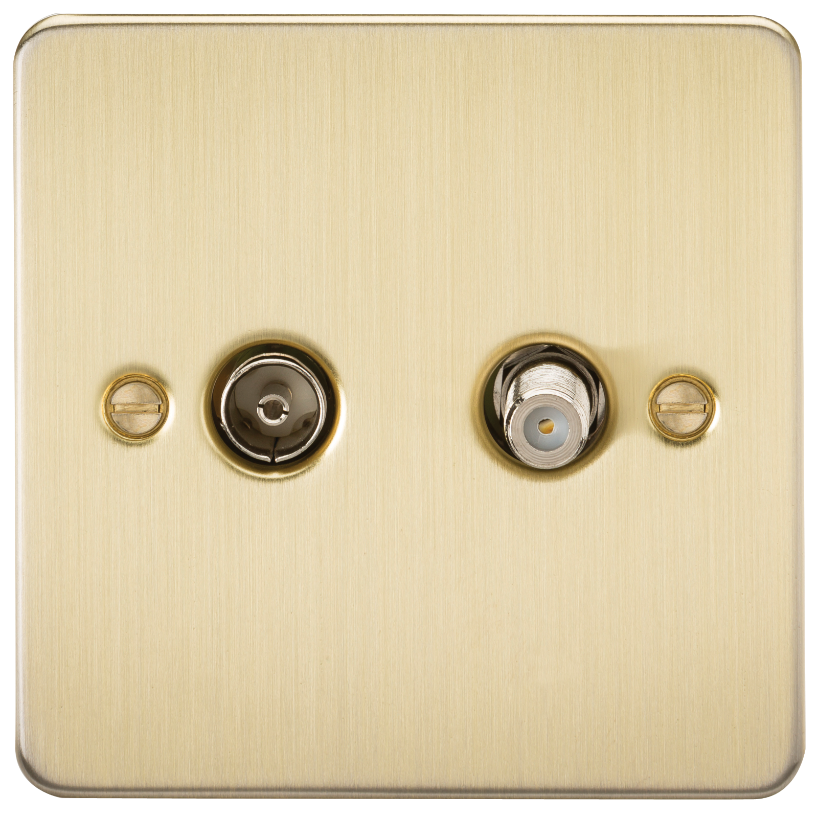 Flat Plate TV & SAT TV Outlet (isolated) - Brushed Brass - FP0140BB 