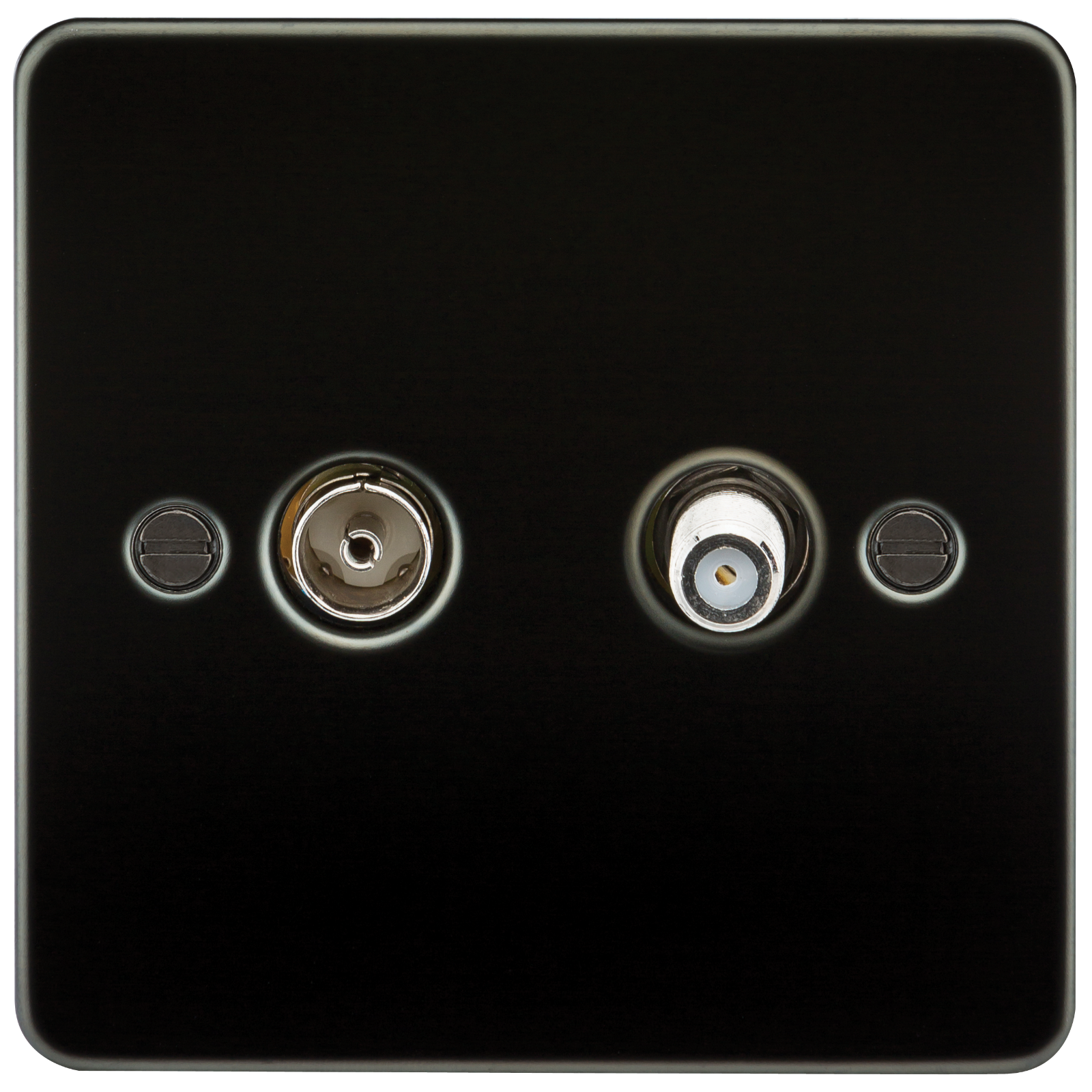 Flat Plate TV & SAT TV Outlet (isolated) - Gunmetal - FP0140GM 