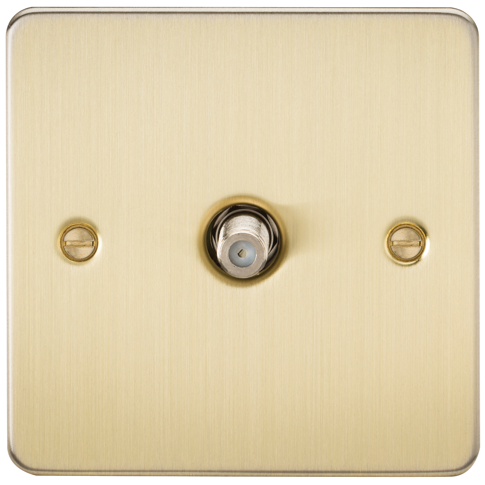 Flat Plate 1G SAT TV Outlet (non-isolated) - Brushed Brass - FP0150BB 