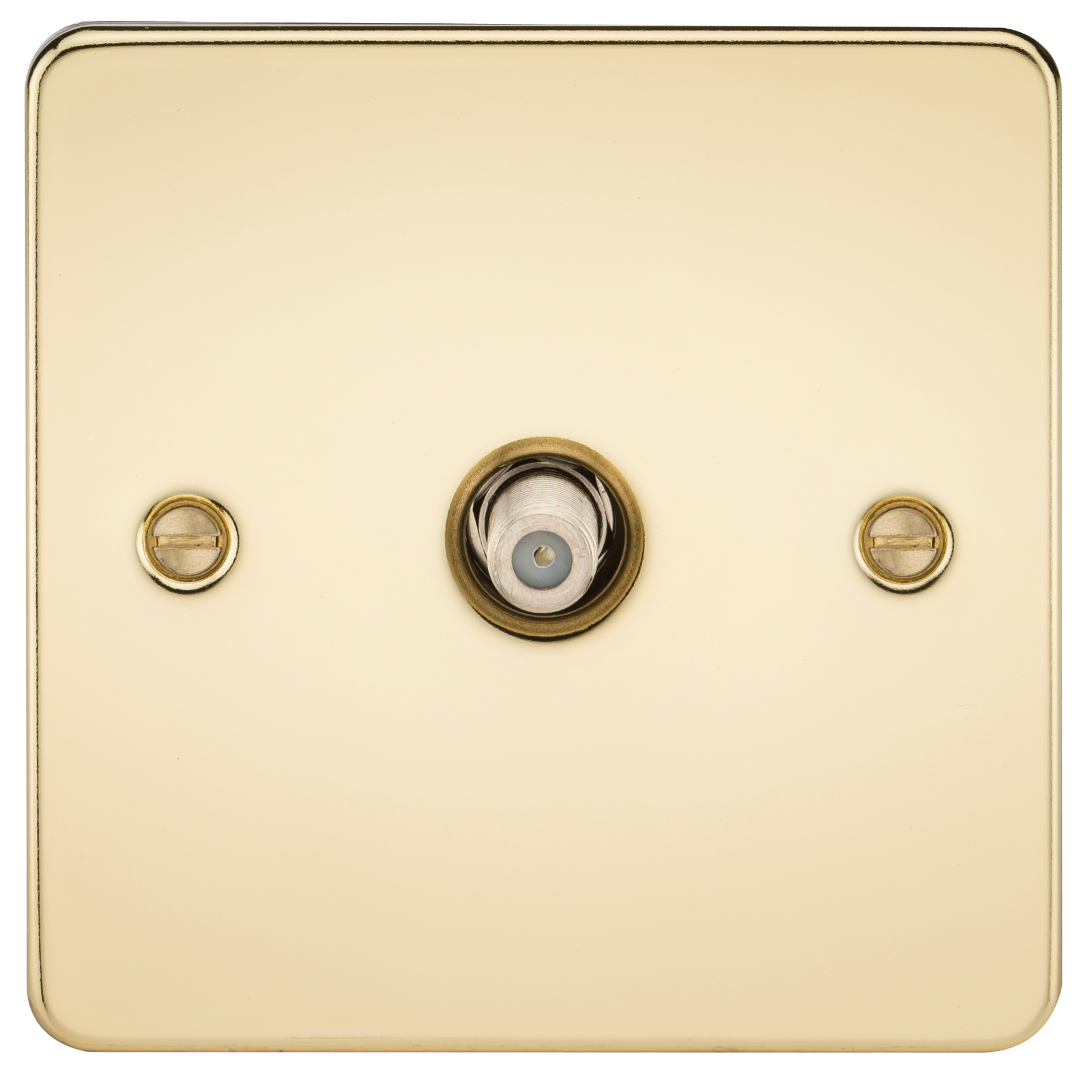 Flat Plate 1G SAT TV Outlet (non-isolated) - Polished Brass - FP0150PB 