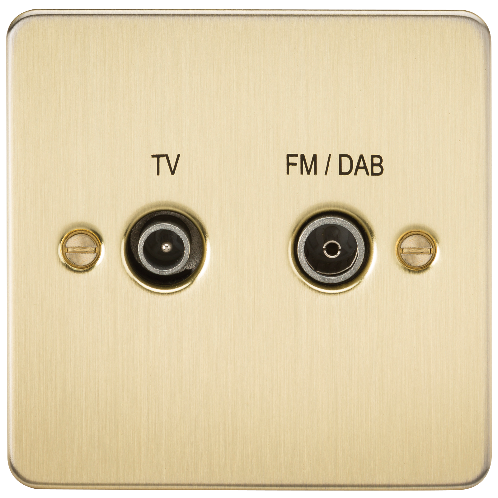 Flat Plate Screened Diplex Outlet (TV & FM DAB) - Brushed Brass - FP0160BB 
