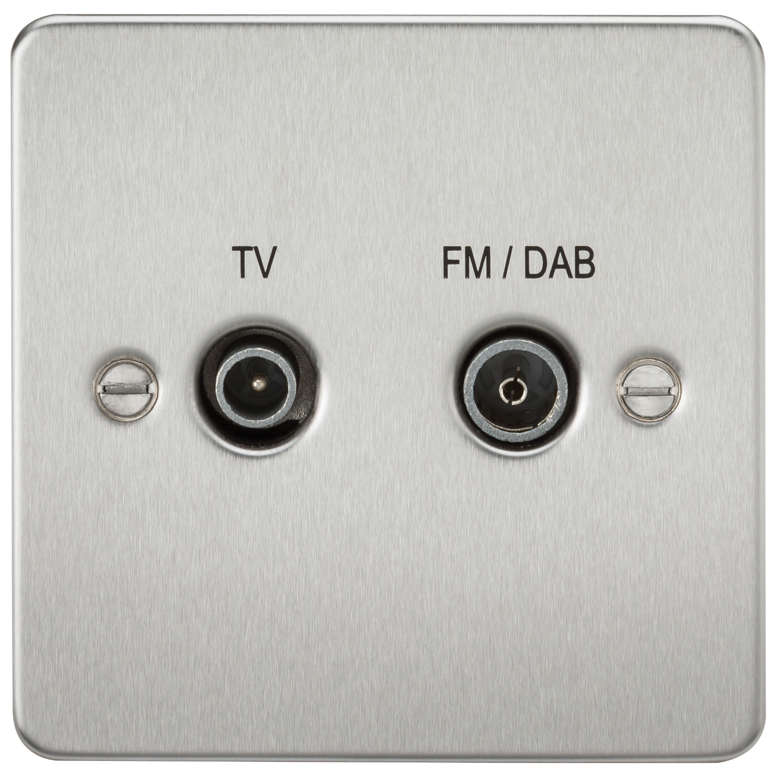 Flat Plate Screened Diplex Outlet (TV & FM DAB) - Brushed Chrome - FP0160BC 