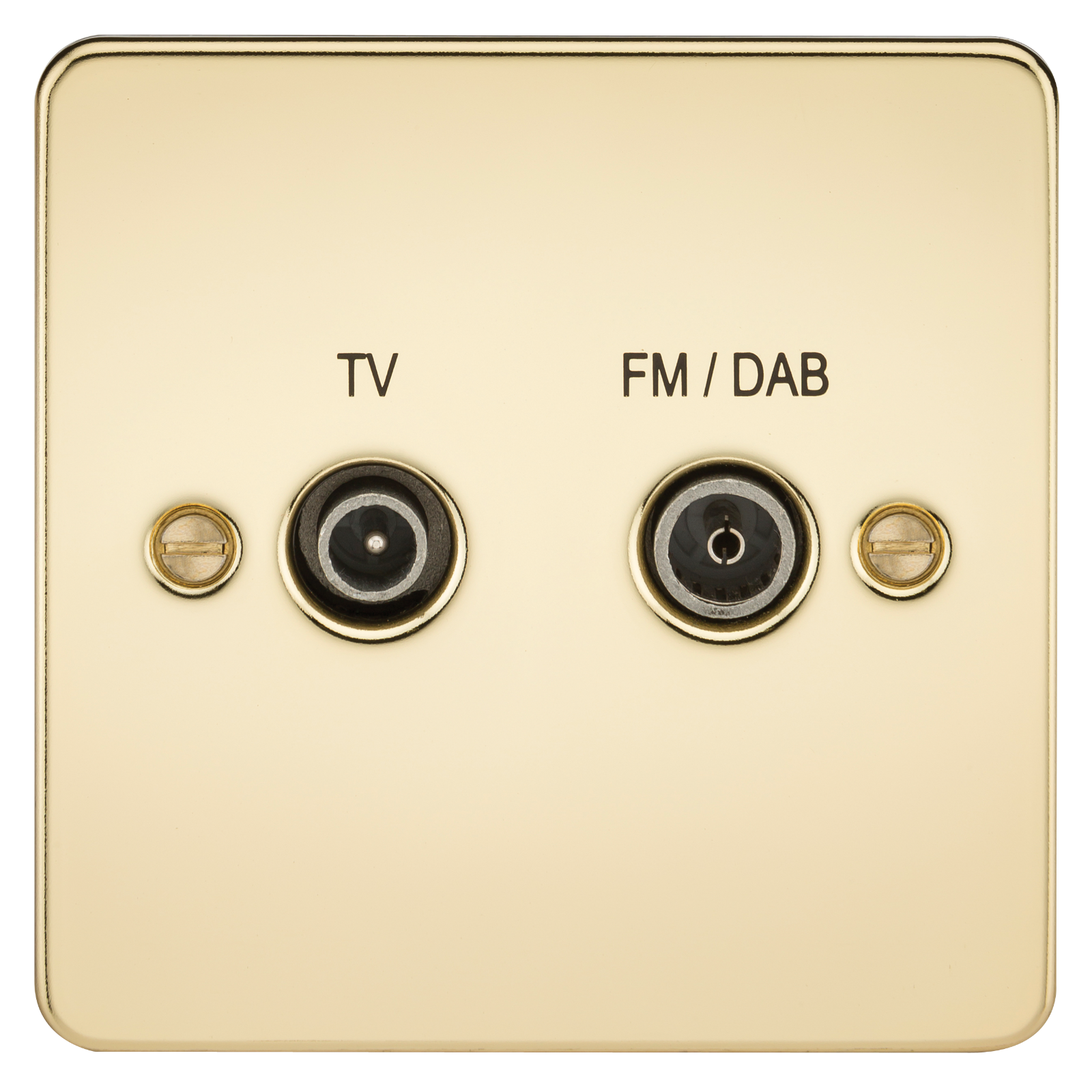 Flat Plate Screened Diplex Outlet (TV & FM DAB) - Polished Brass - FP0160PB 