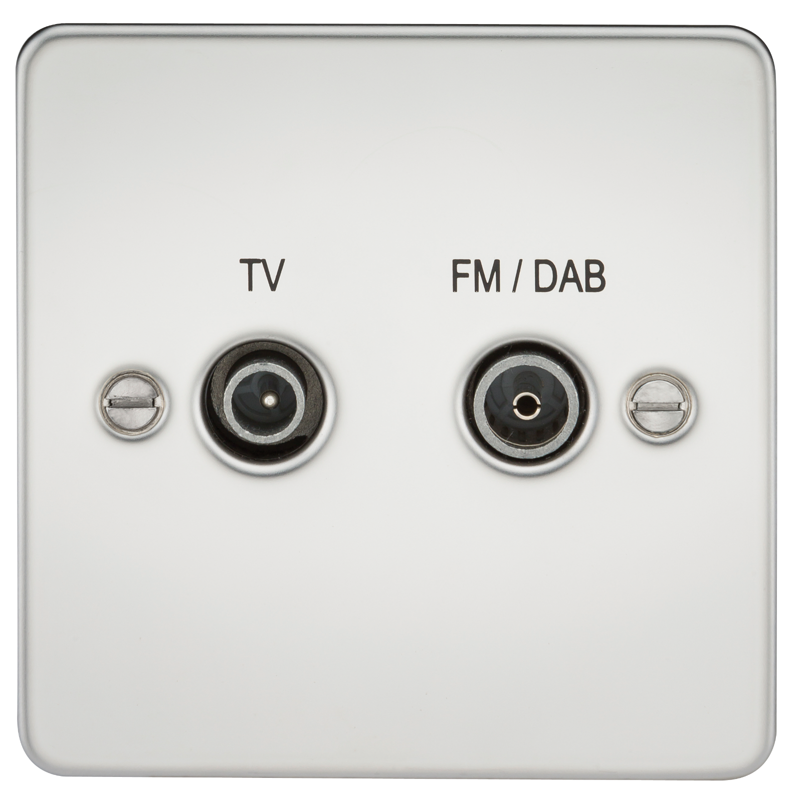 Flat Plate Screened Diplex Outlet (TV & FM DAB) - Polished Chrome - FP0160PC 
