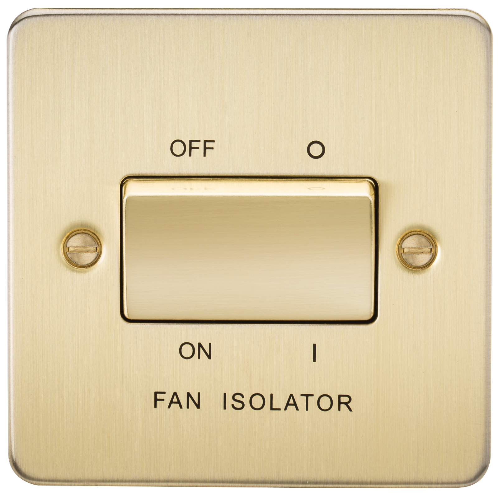 Flat Plate 10A 3 Pole Fan Isolator Switch - Brushed Brass - FP1100BB 