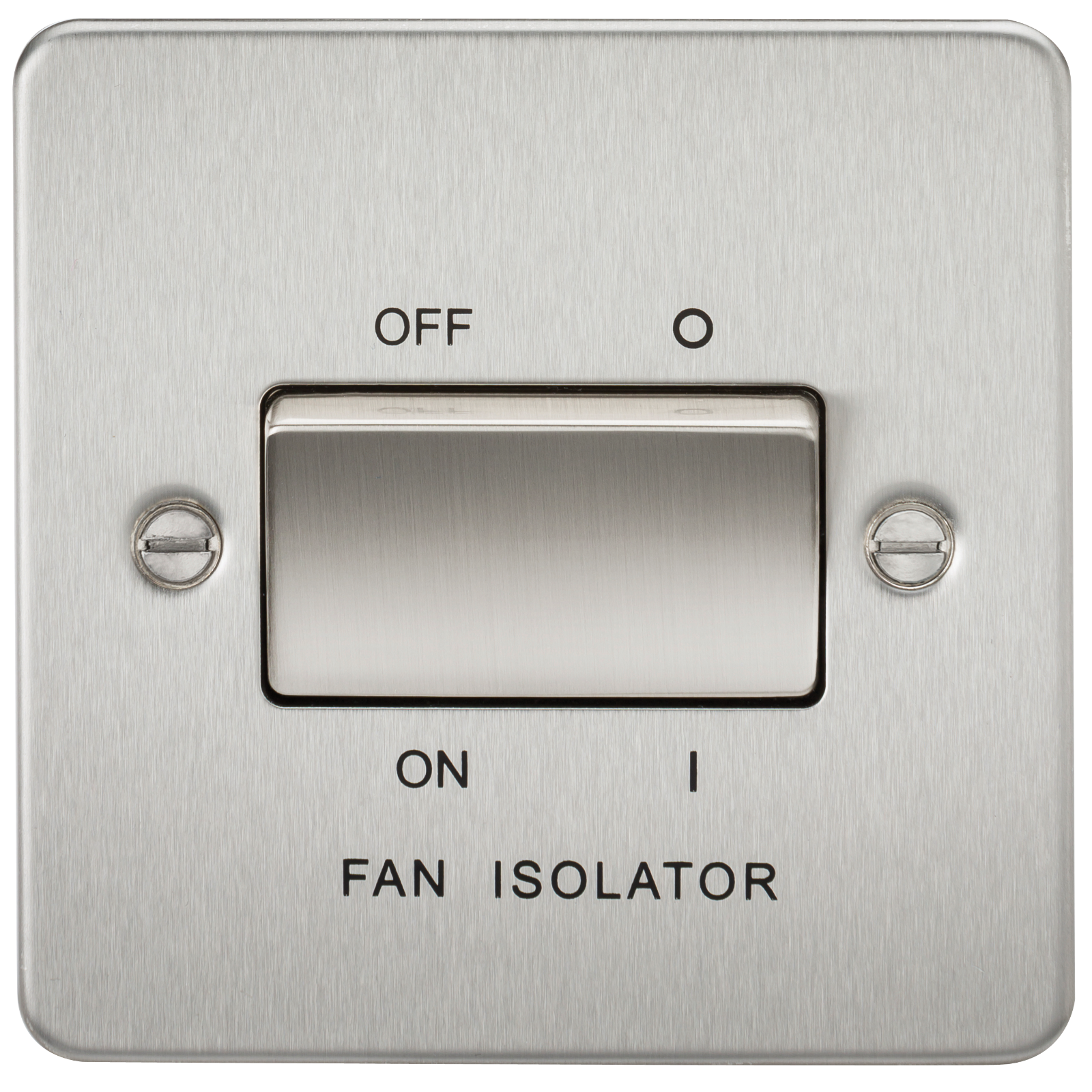 Flat Plate 10A 3 Pole Fan Isolator Switch - Brushed Chrome - FP1100BC 