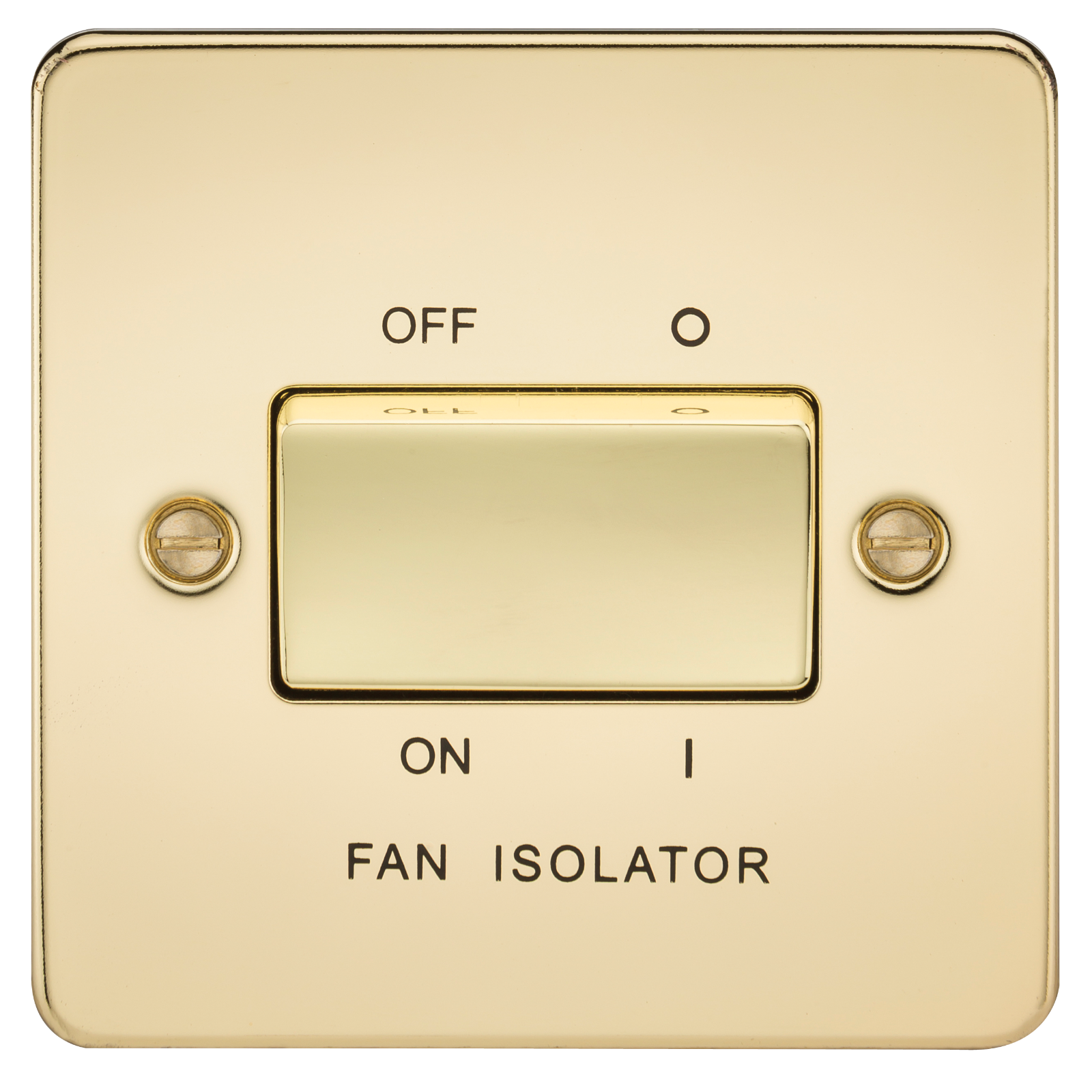 Flat Plate 10A 3 Pole Fan Isolator Switch - Polished Brass - FP1100PB 