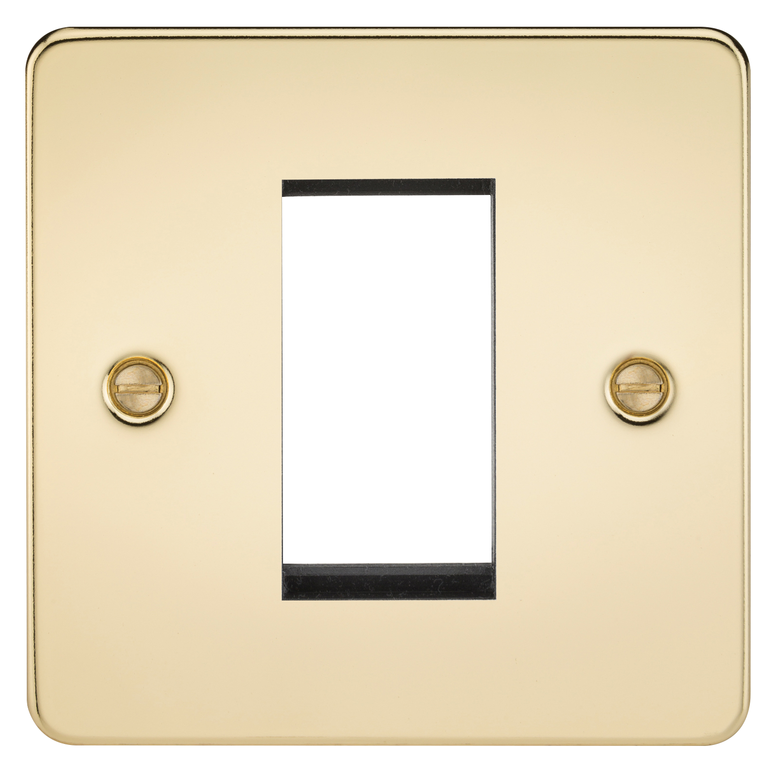 Flat Plate 1G Modular Faceplate - Polished Brass - FP1GPB 