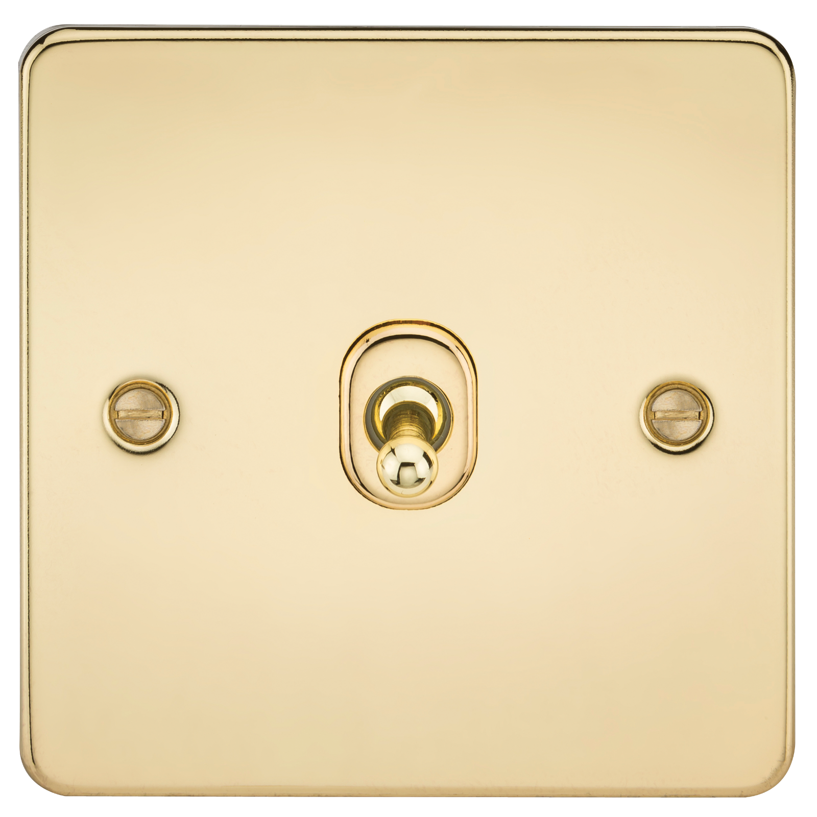 Flat Plate 10A 1G 2 Way Toggle Switch - Polished Brass - FP1TOGPB 