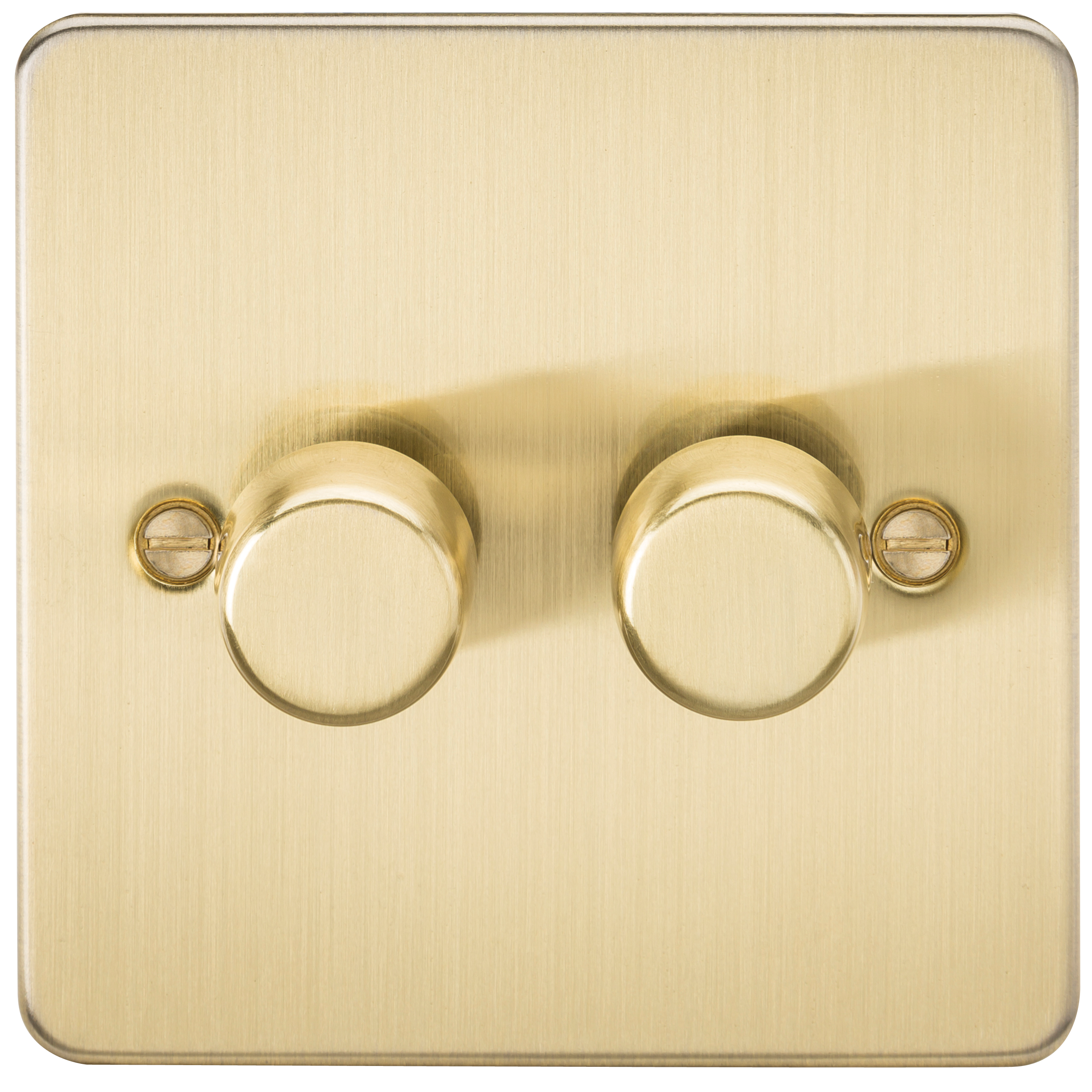 Flat Plate 2G 2 Way 10-200W Dimmer - Brushed Brass - FP2182BB 