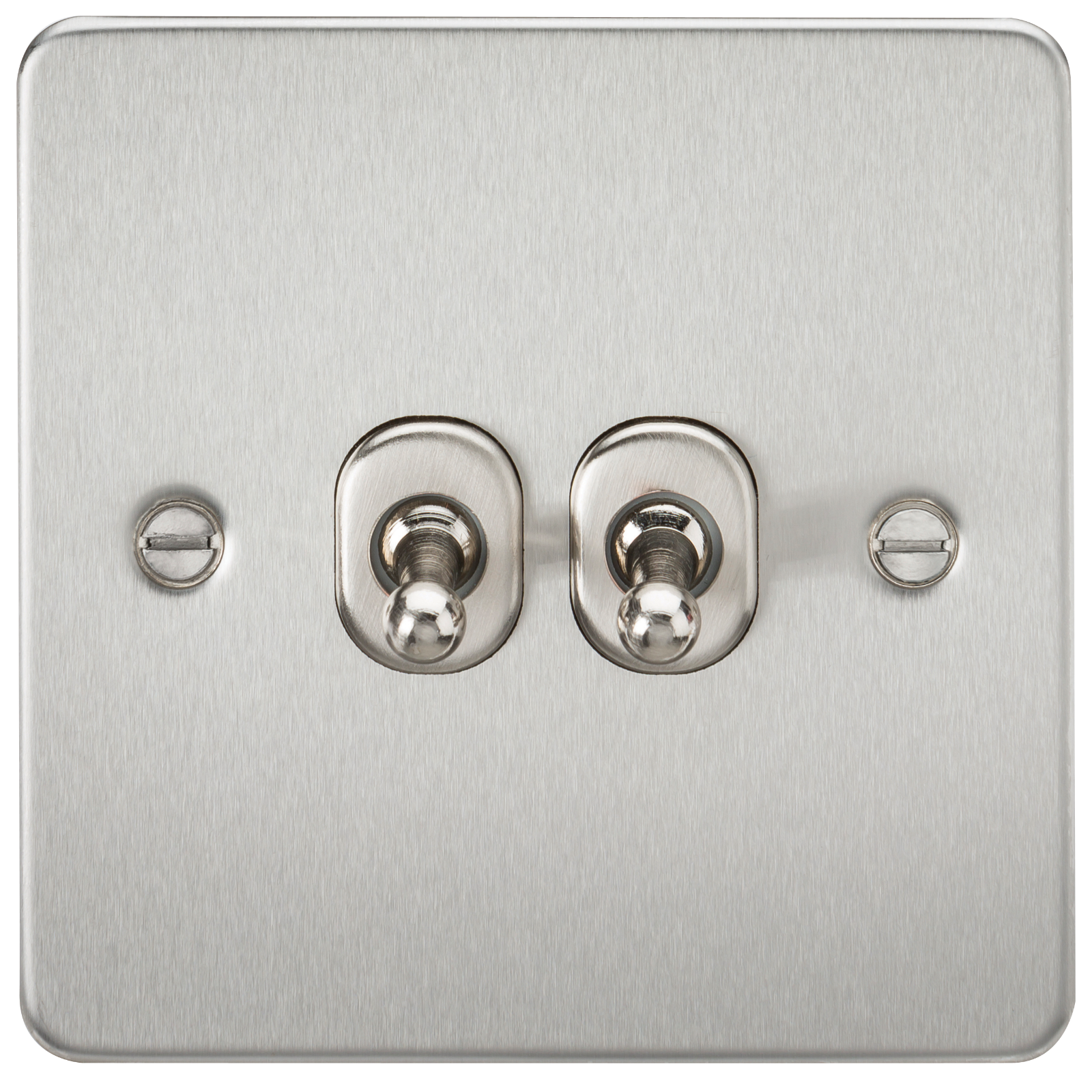 Flat Plate 10A 2G 2-way Toggle Switch - Brushed Chrome - FP2TOGBC 