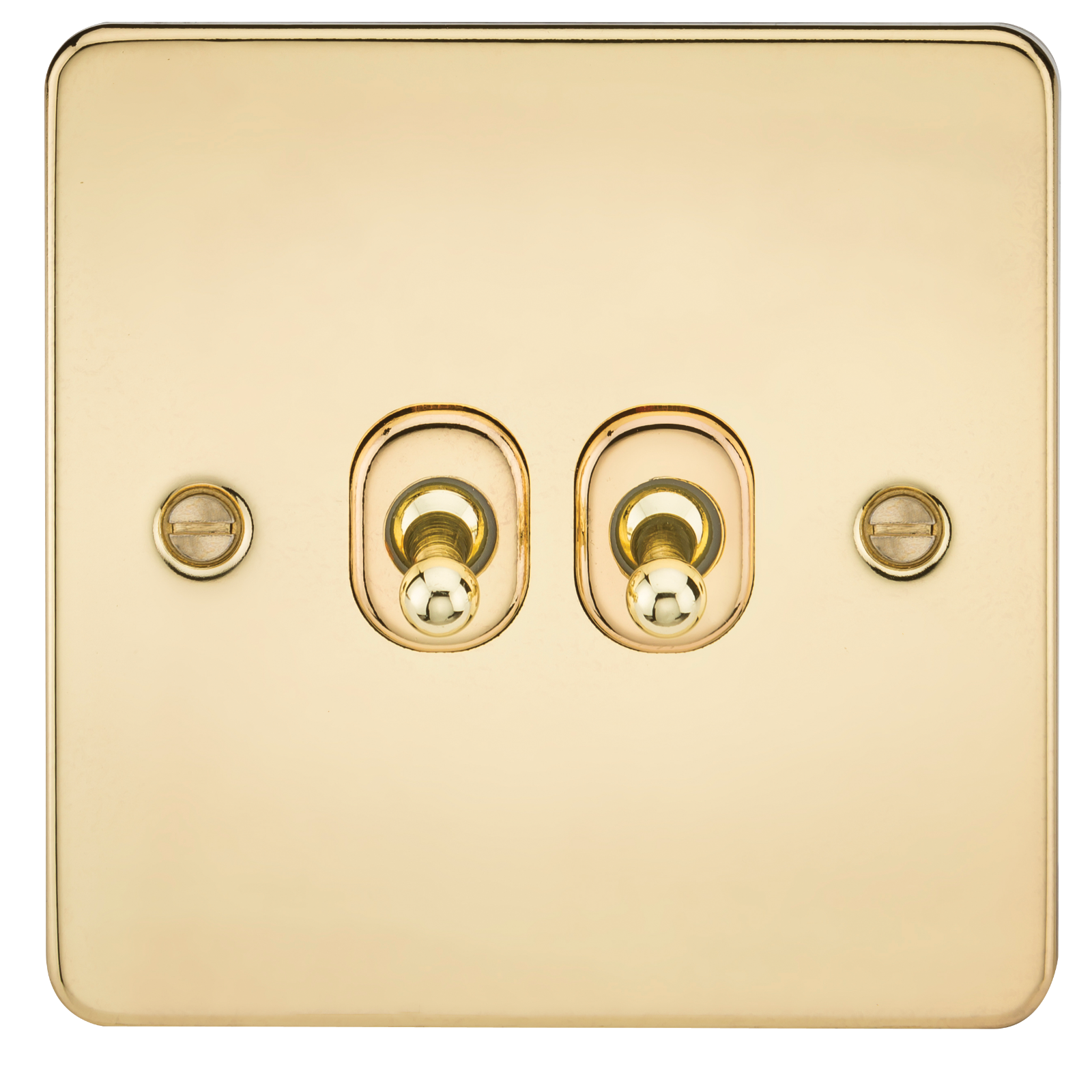 Flat Plate 10A 2G 2-way Toggle Switch - Polished Brass - FP2TOGPB 