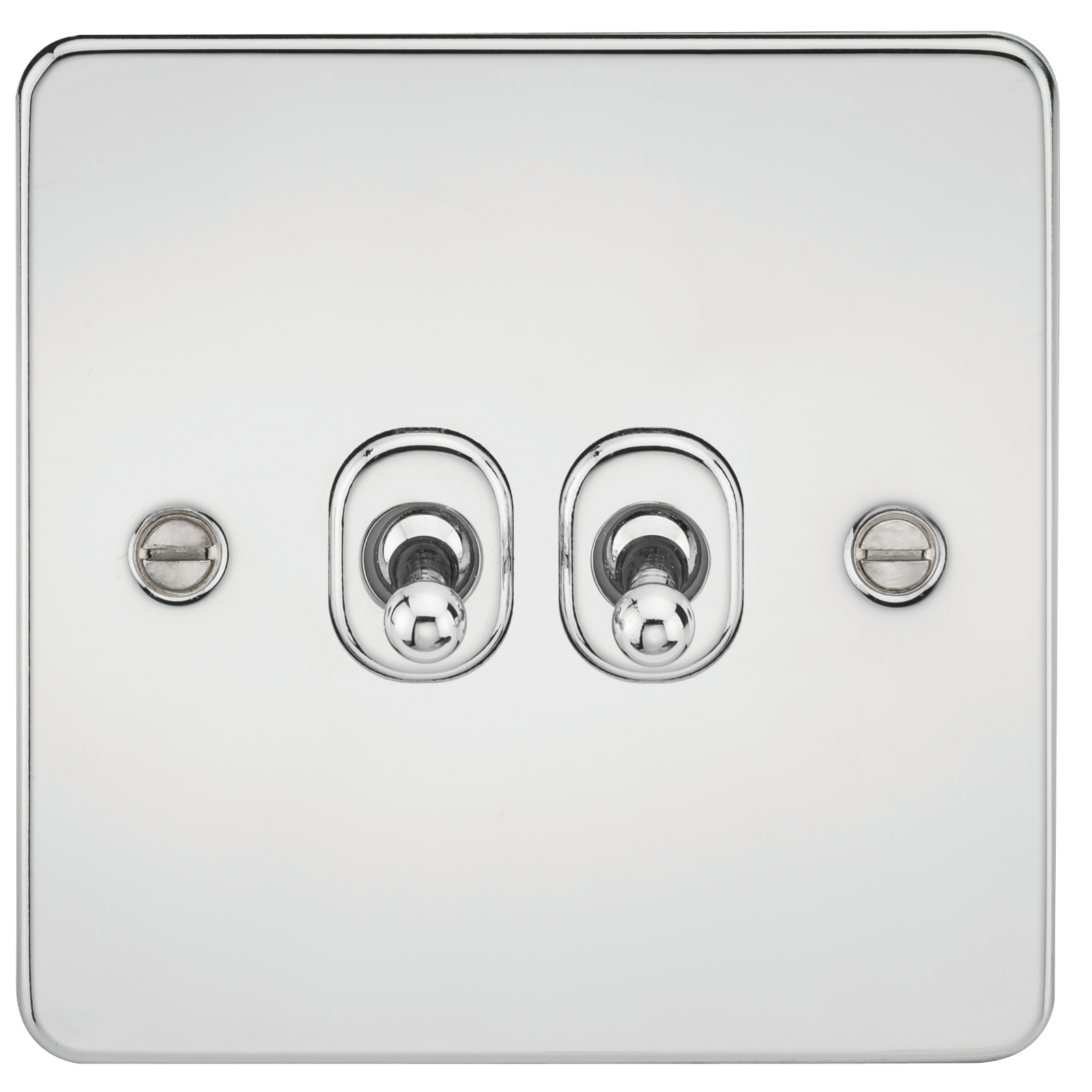 Flat Plate 10A 2G 2-way Toggle Switch - Polished Chrome - FP2TOGPC 