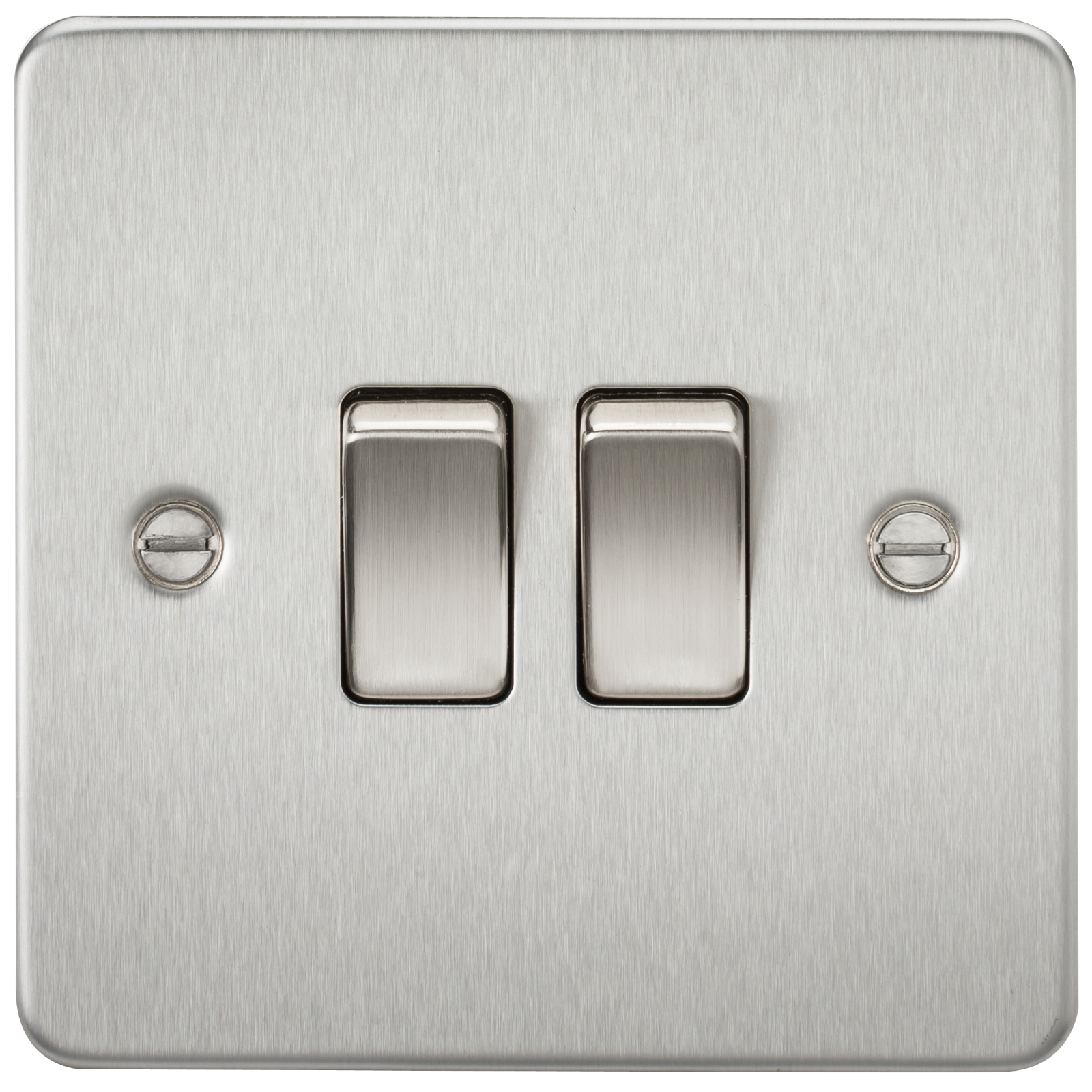 Flat Plate 10A 2G 2-way Switch - Brushed Chrome - FP3000BC 