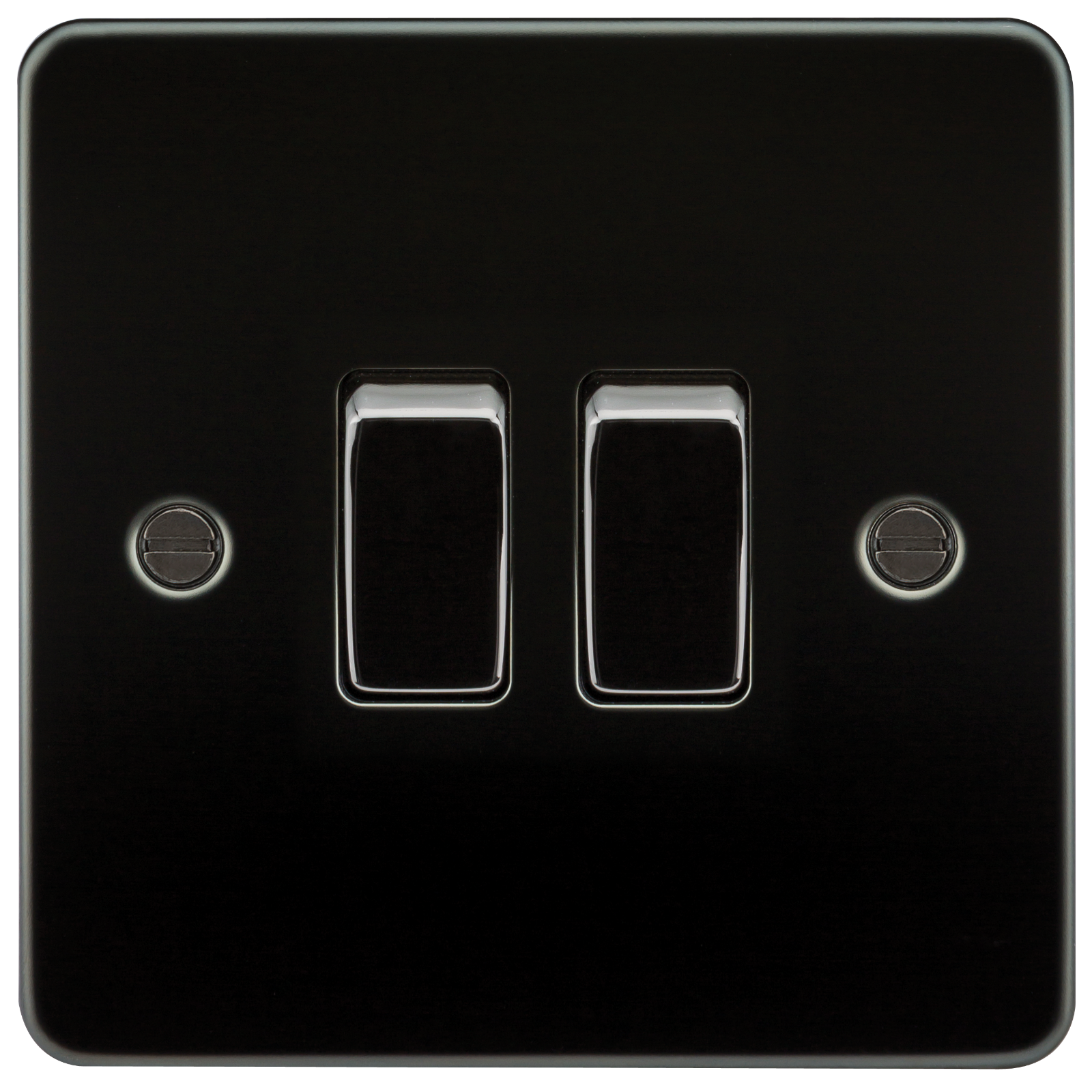 Flat Plate 10A 2G 2-way Switch - Gunmetal - FP3000GM 