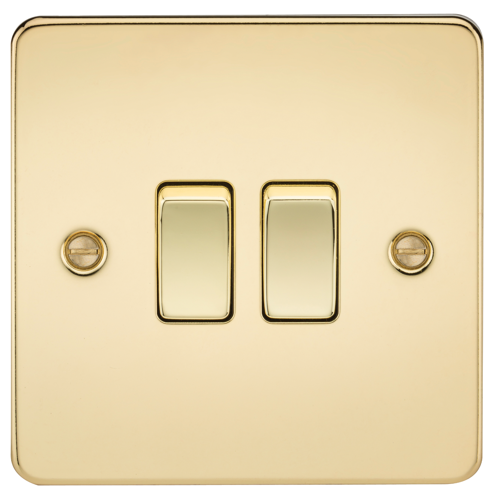 Flat Plate 10A 2G 2-way Switch - Polished Brass - FP3000PB 