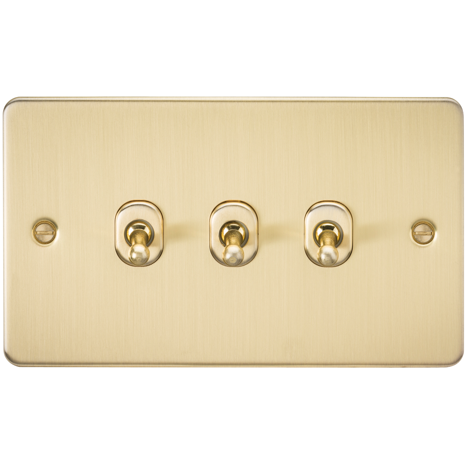 Flat Plate 10A 3G 2-way Toggle Switch - Brushed Brass - FP3TOGBB 