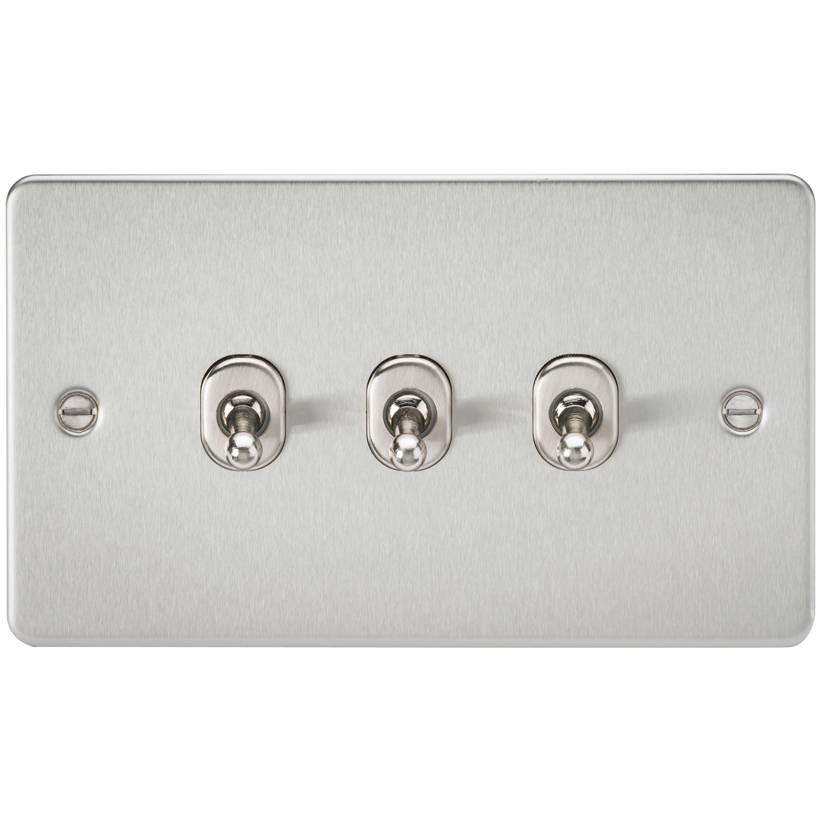 Flat Plate 10A 3G 2-way Toggle Switch - Brushed Chrome - FP3TOGBC 