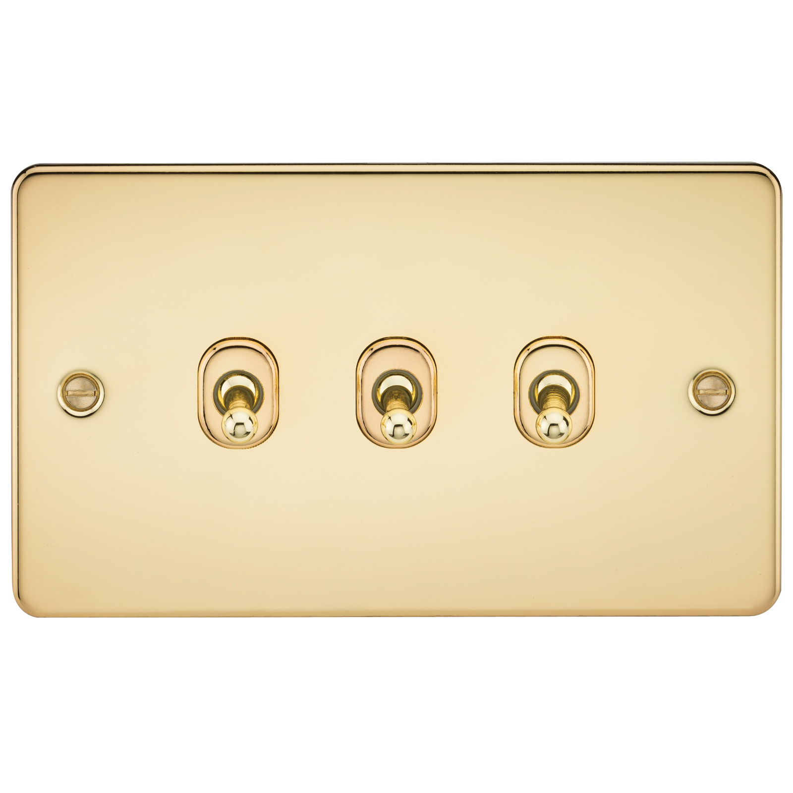 Flat Plate 10A 3G 2-way Toggle Switch - Polished Brass - FP3TOGPB 