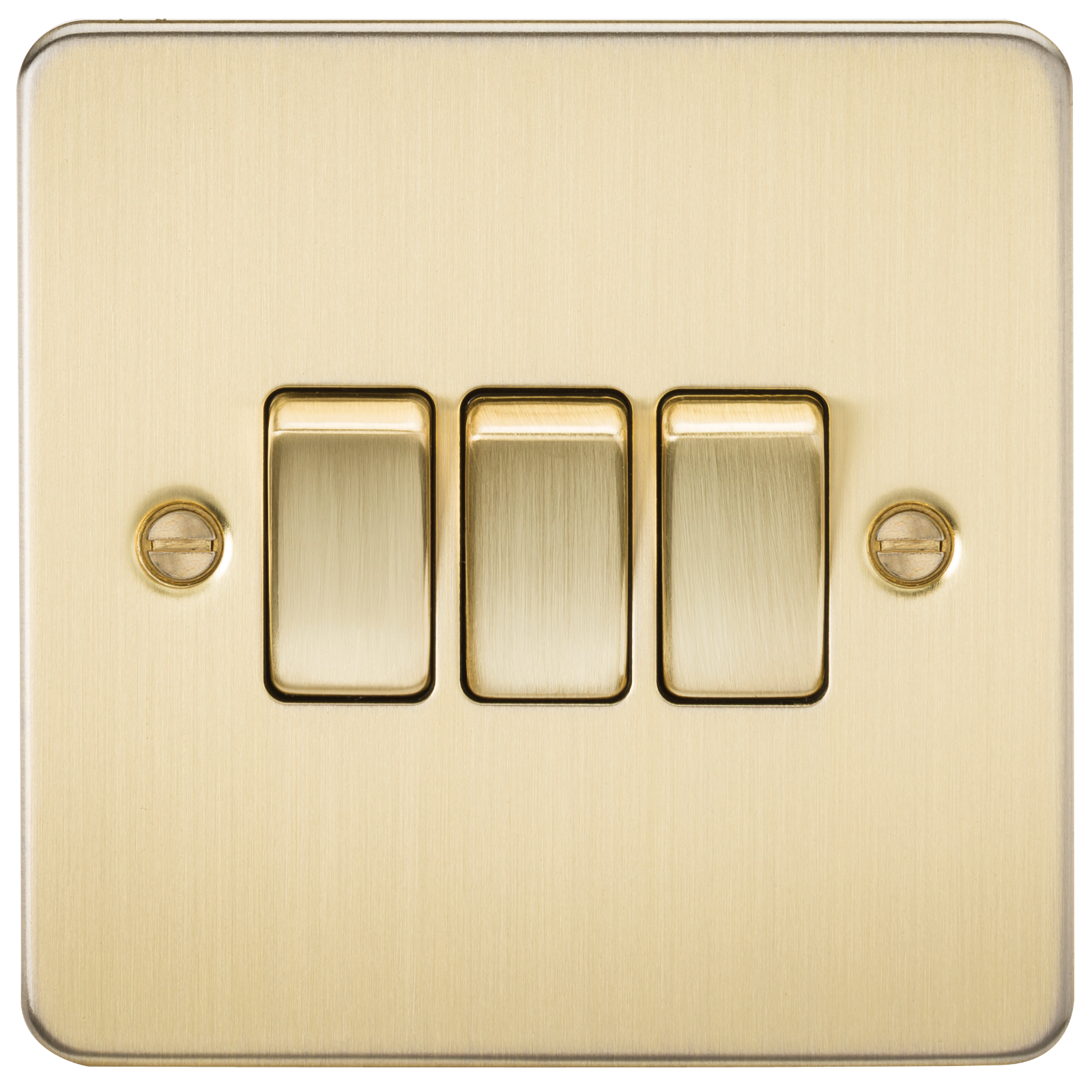Flat Plate 10A 3G 2-way Switch - Brushed Brass - FP4000BB 