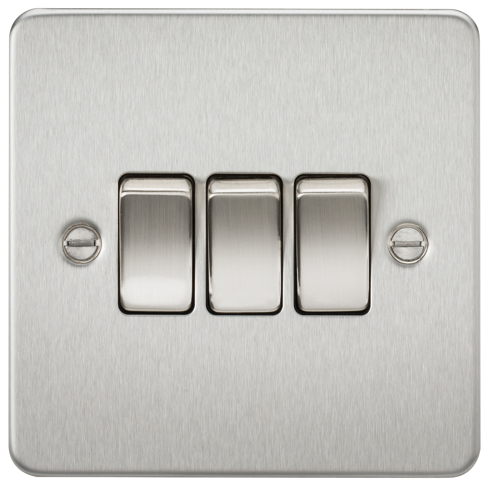 Flat Plate 10A 3G 2-way Switch - Brushed Chrome - FP4000BC 