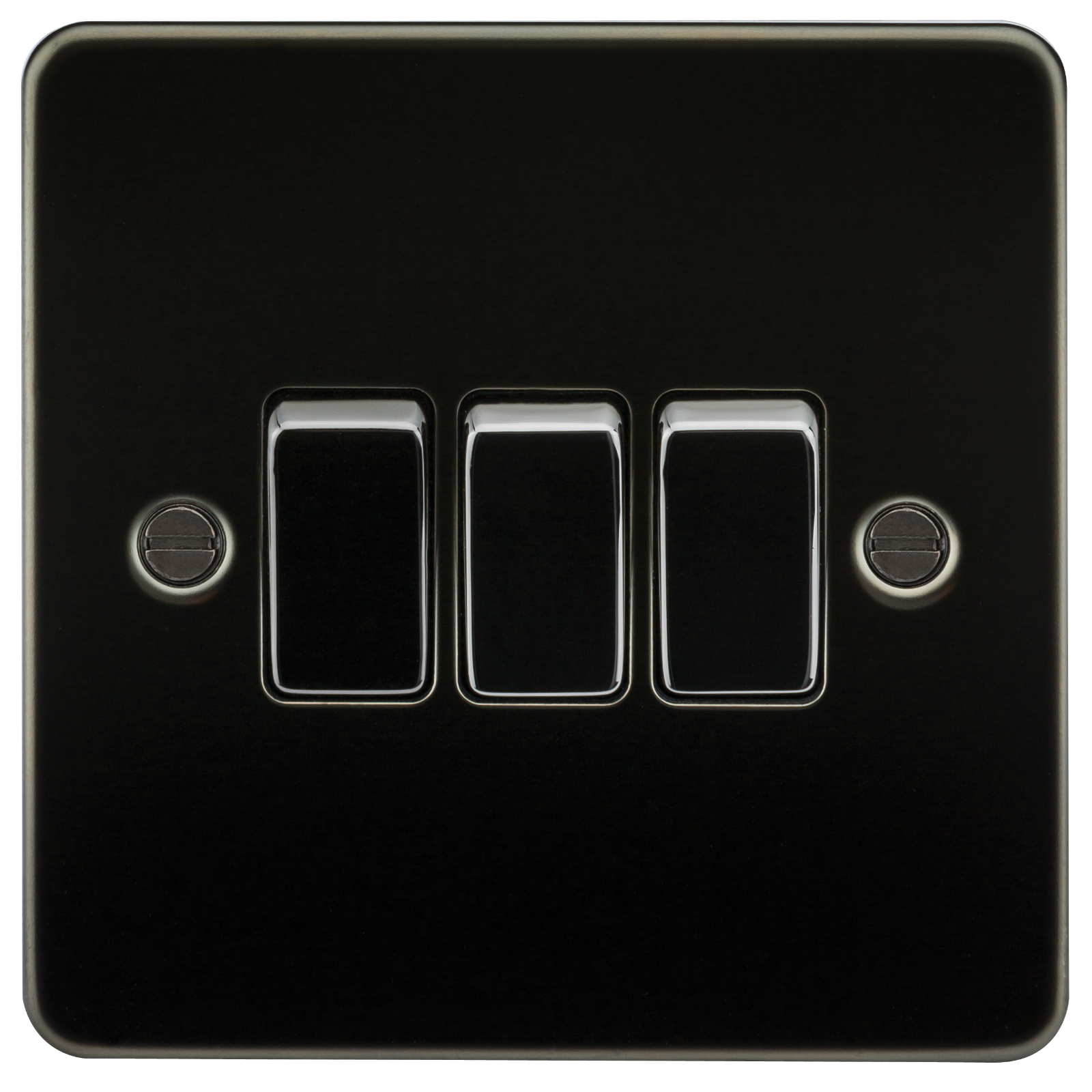 Flat Plate 10A 3G 2-way Switch - Gunmetal - FP4000GM 