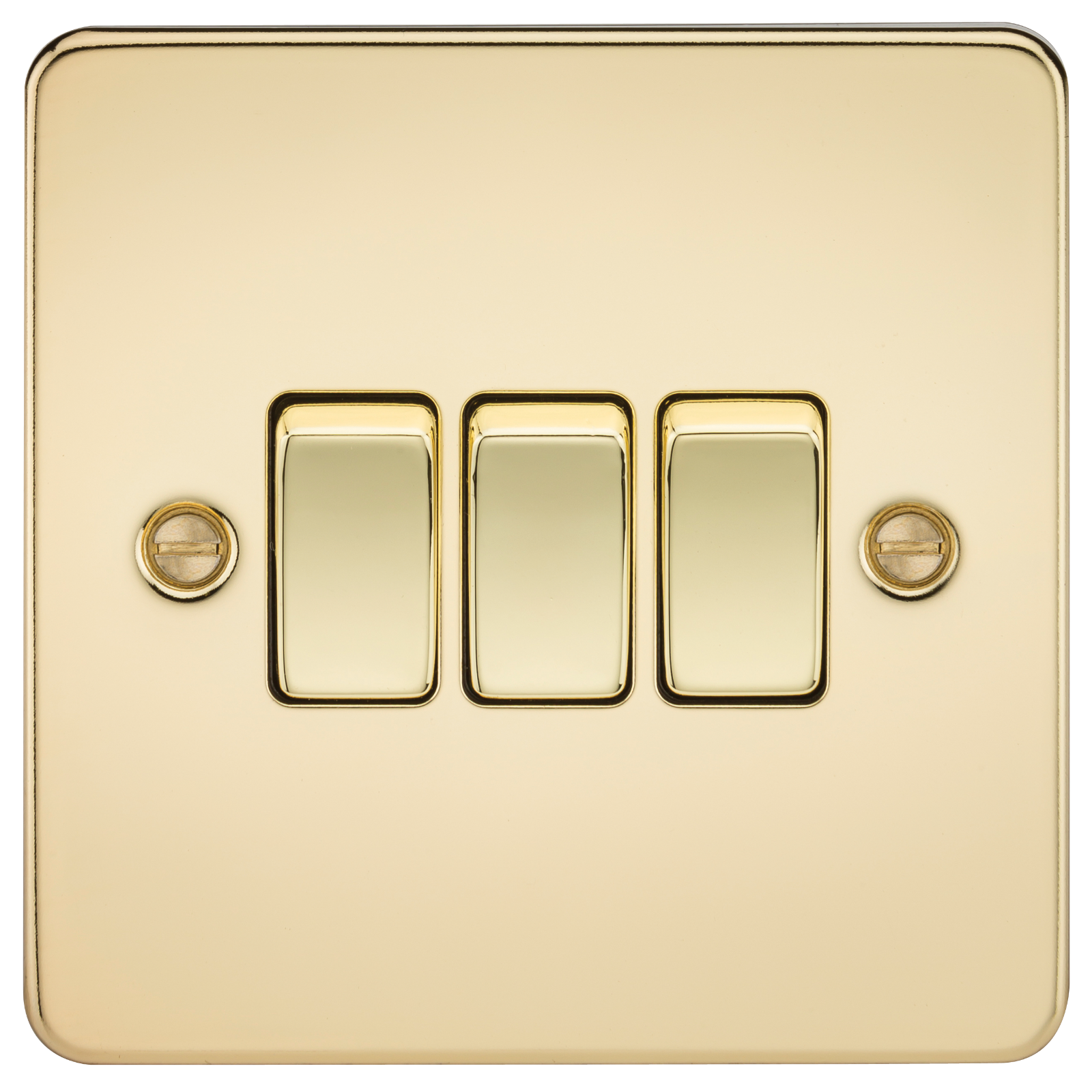 Flat Plate 10A 3G 2-way Switch - Polished Brass - FP4000PB 