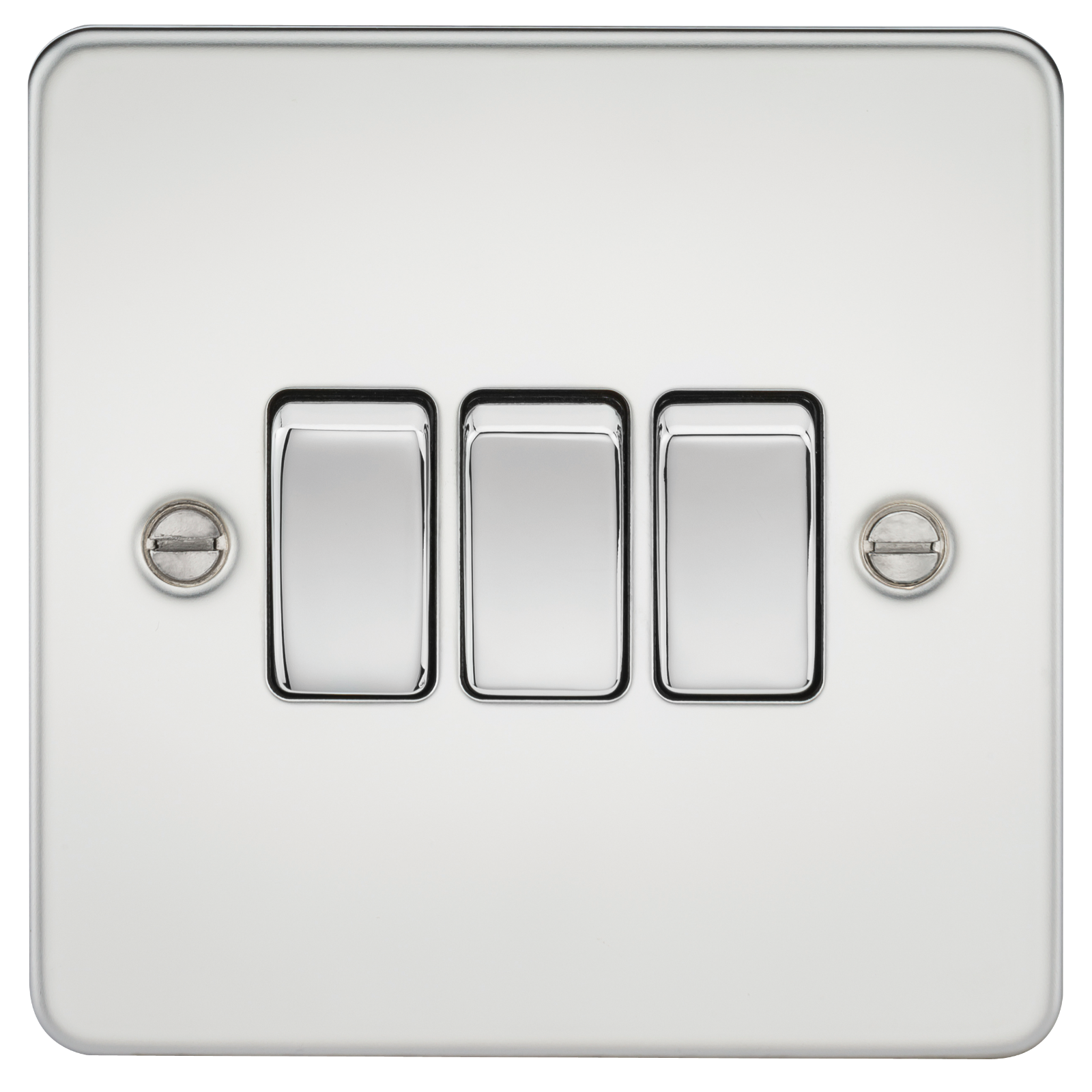 Flat Plate 10A 3G 2-way Switch - Polished Chrome - FP4000PC 