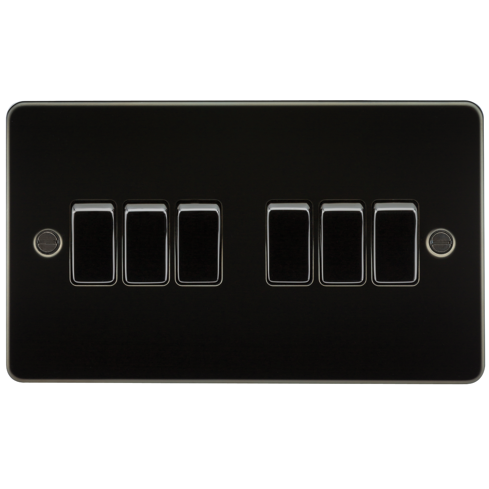 Flat Plate 10A 6G 2-way Switch - Gunmetal - FP4200GM 