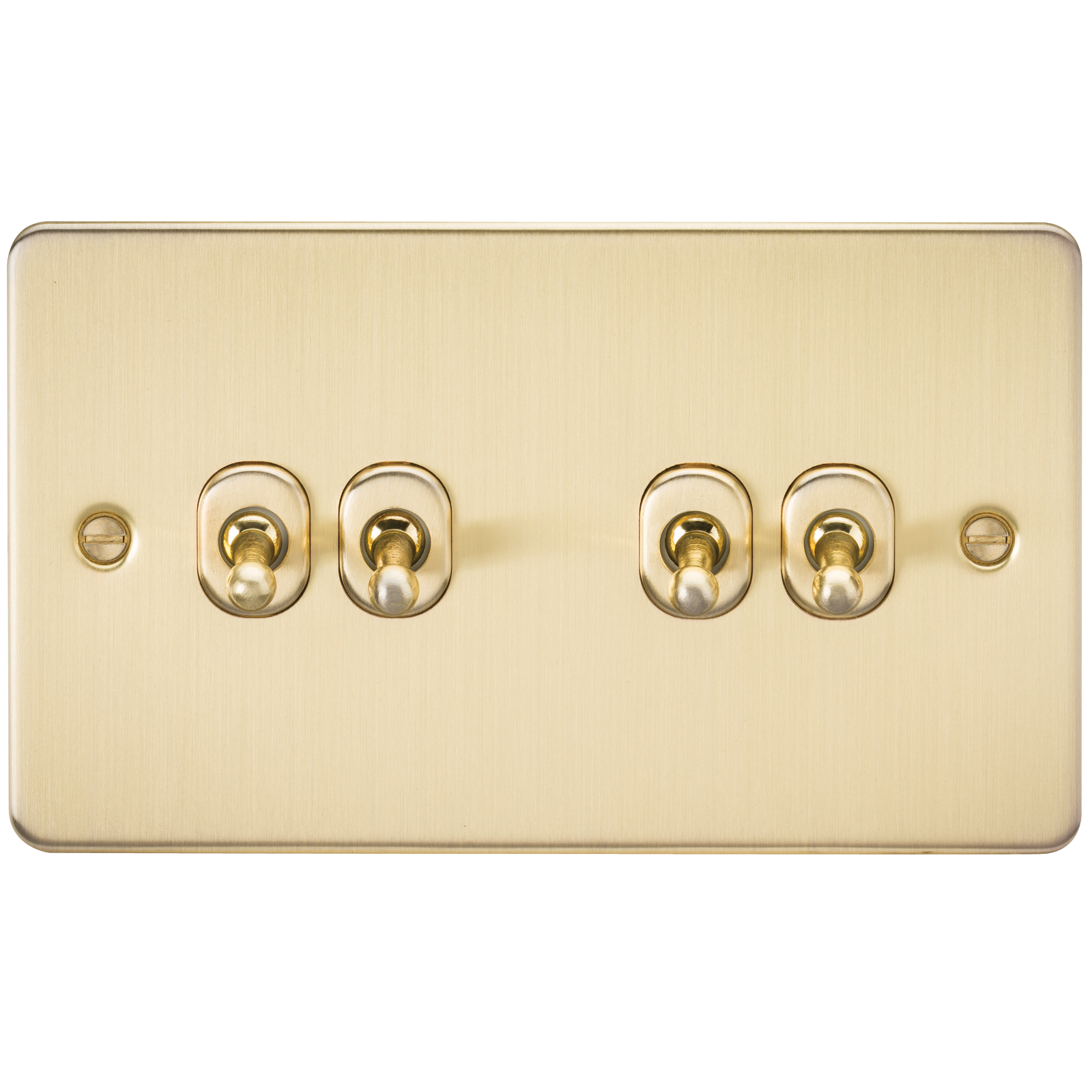 Flat Plate 10A 4G 2-way Toggle Switch - Brushed Brass - FP4TOGBB 