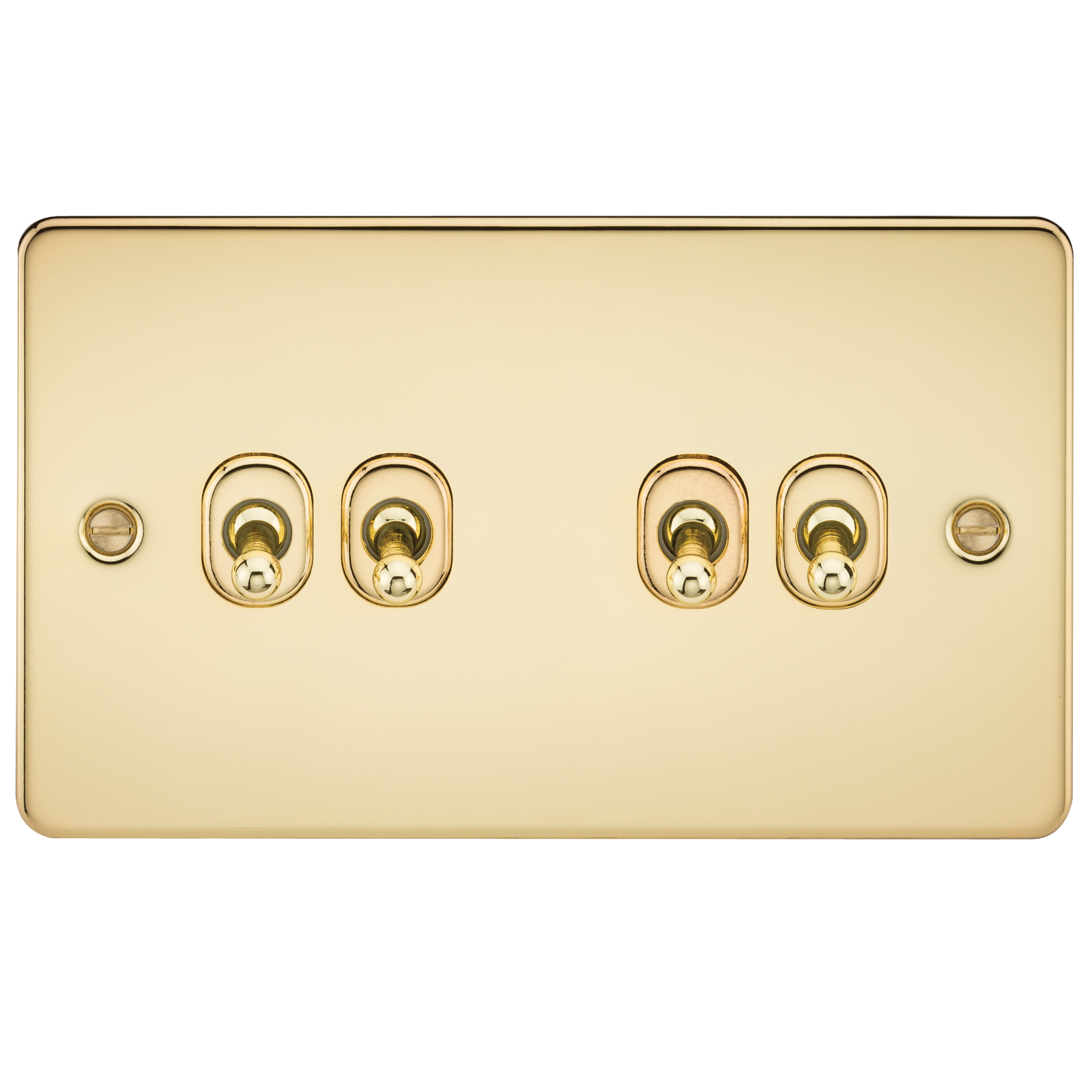 Flat Plate 10A 4G 2-way Toggle Switch - Polished Brass - FP4TOGPB 