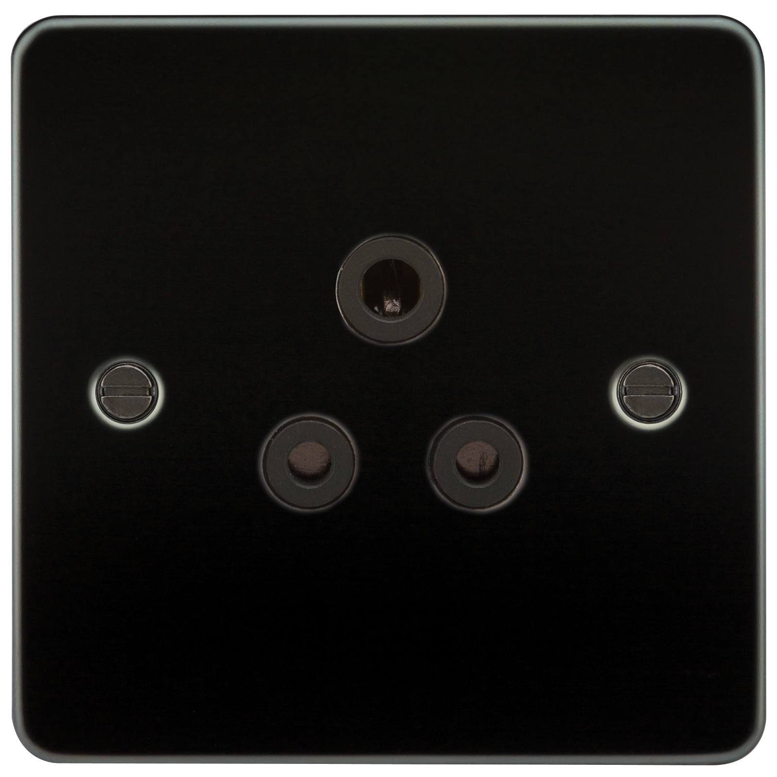 Flat Plate 5A Unswitched Socket - Gunmetal With Black Insert - FP5AGM 