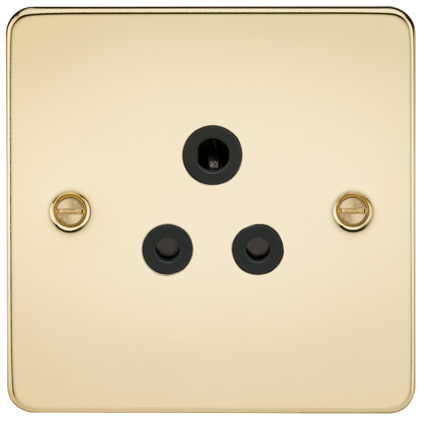 Flat Plate 5A Unswitched Socket - Polished Brass With Black Insert - FP5APB 