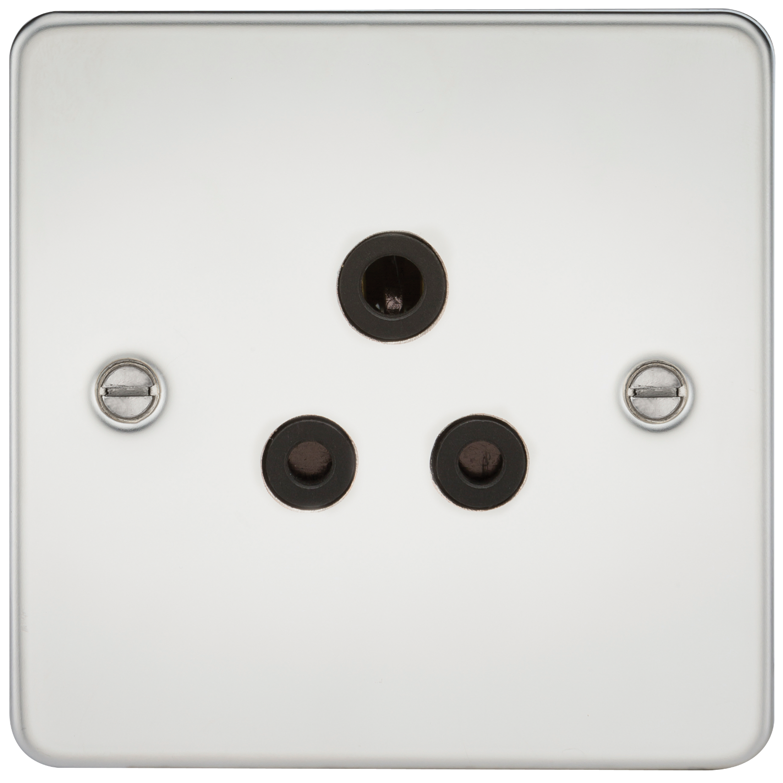 Flat Plate 5A Unswitched Socket - Polished Chrome With Black Insert - FP5APC 