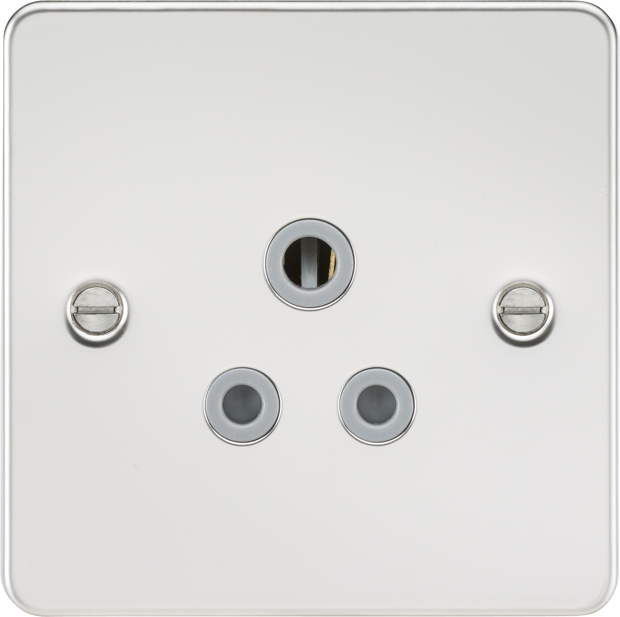 Flat Plate 5A Unswitched Socket - Polished Chrome With Grey Insert - FP5APCG 