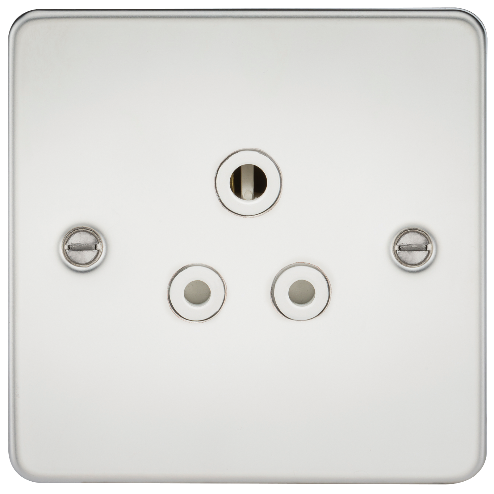 Flat Plate 5A Unswitched Socket - Polished Chrome With White Insert - FP5APCW 