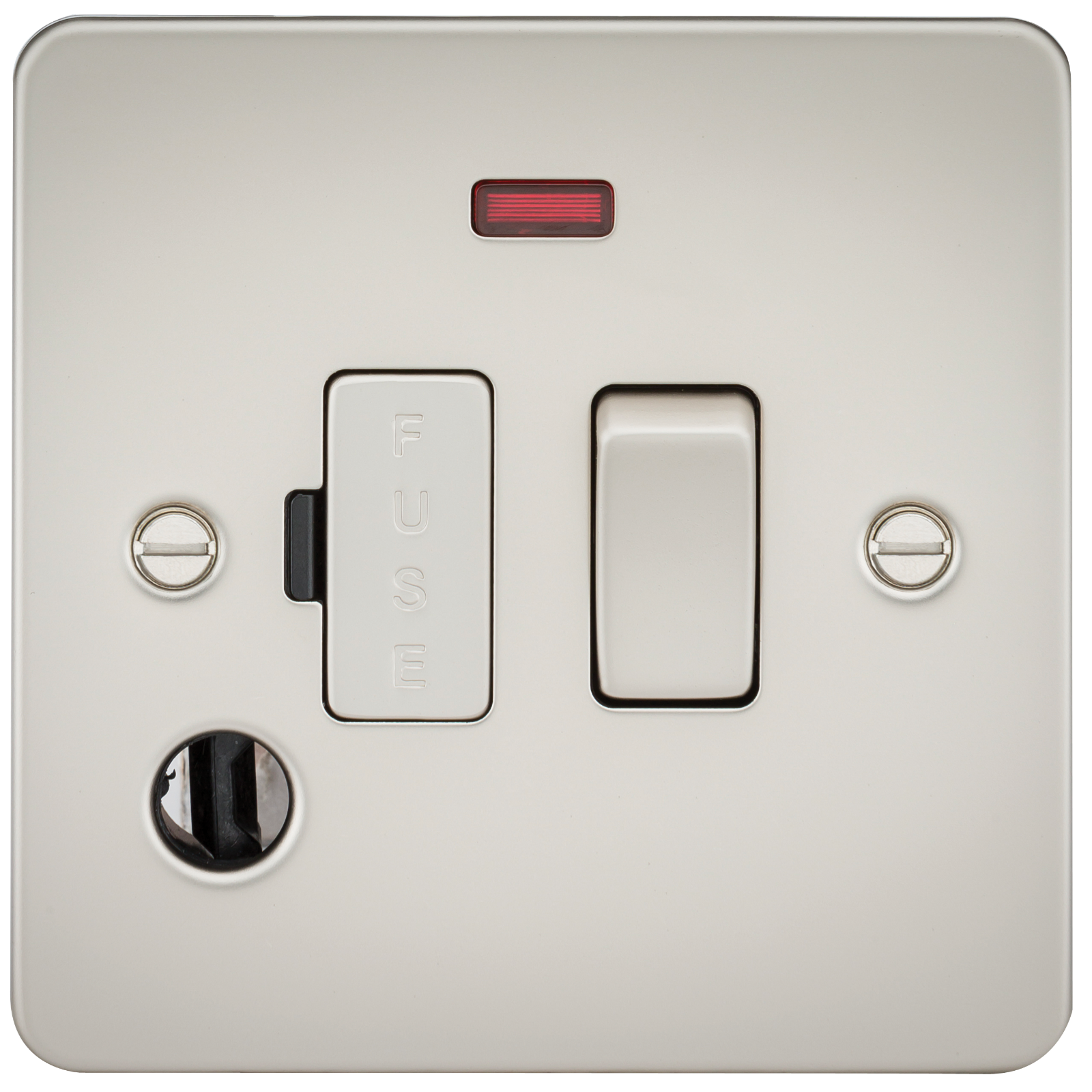 Flat Plate 13A Switched Fused Spur Unit With Neon And Flex Outlet - Pearl - FP6300FPL 