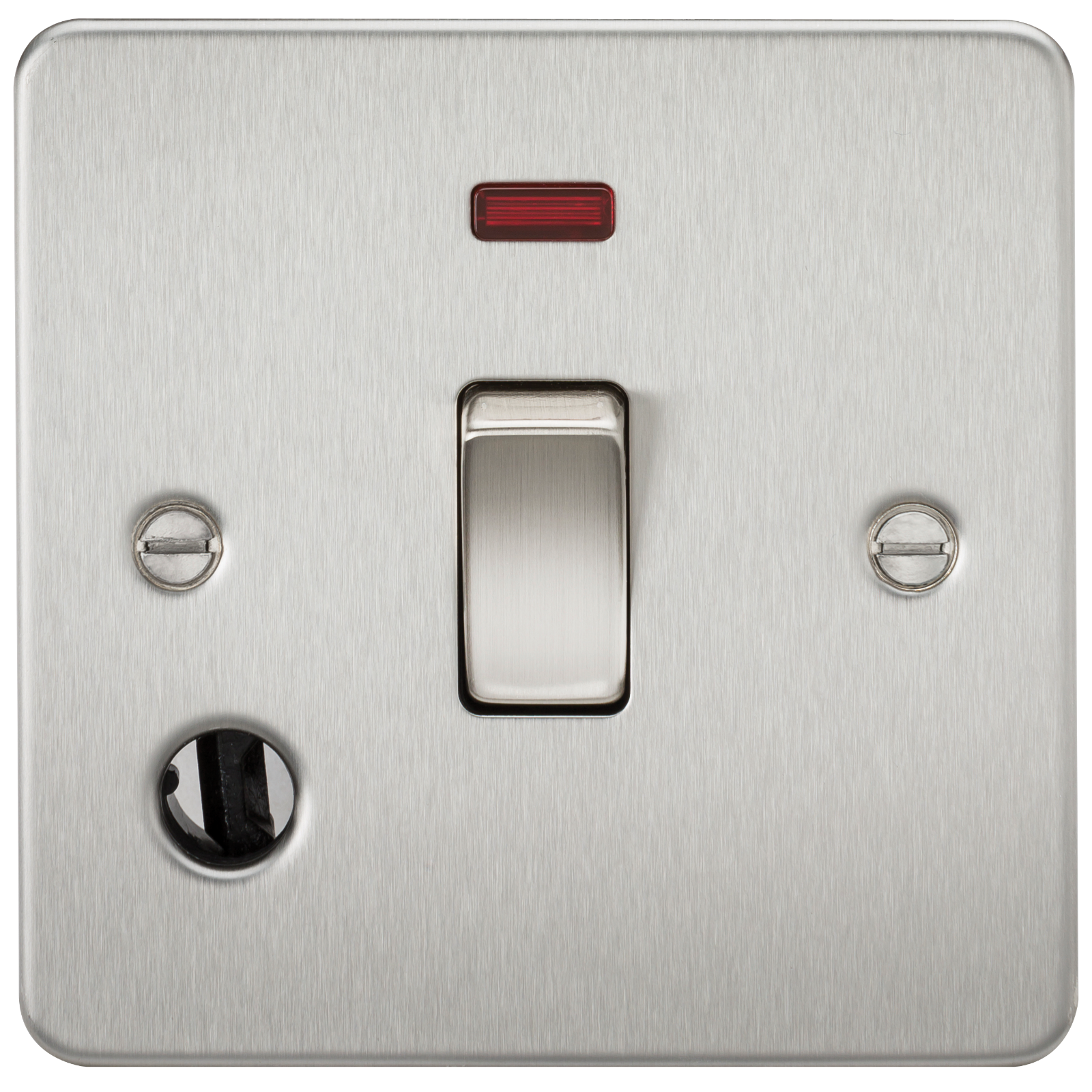 Flat Plate 20A 1G DP Switch With Neon & Flex Outlet - Brushed Chrome - FP8341FBC 